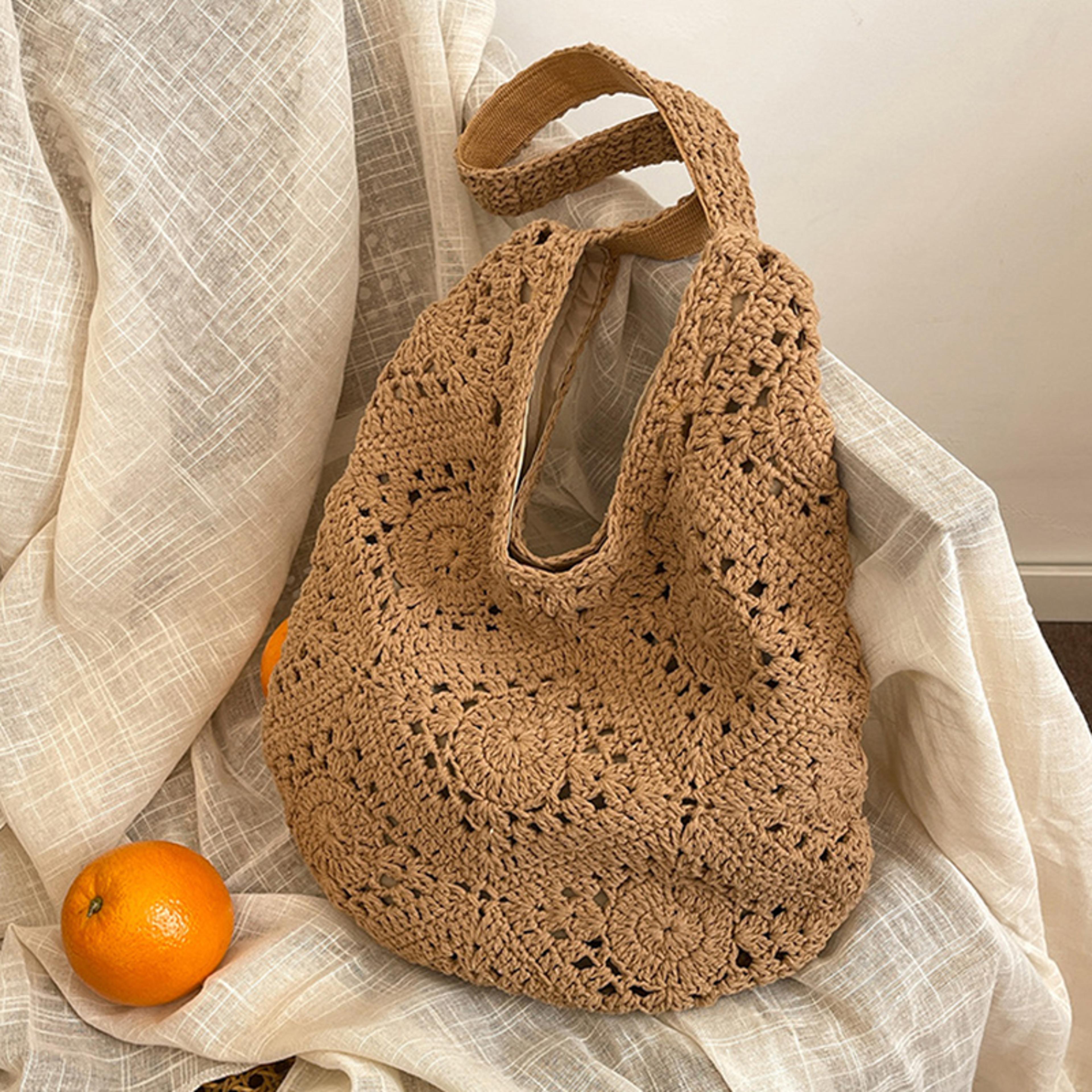 French Style Hollow Out Woven Straw Tote Bag 5