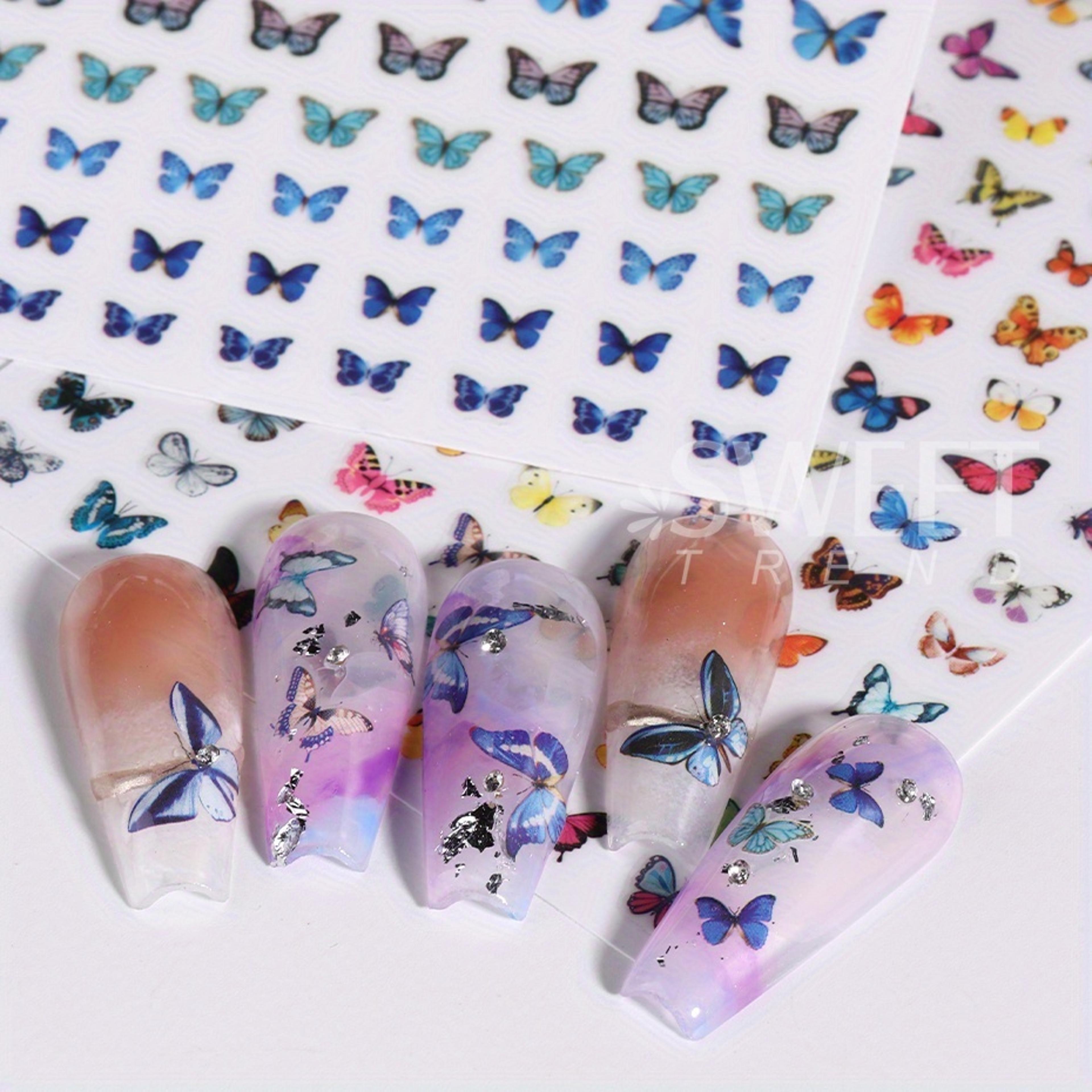 Colorful Blue Butterfly Nail Stickers Luminous Glow In The Dark Nail Decals Night Polish Sliders Fo 4