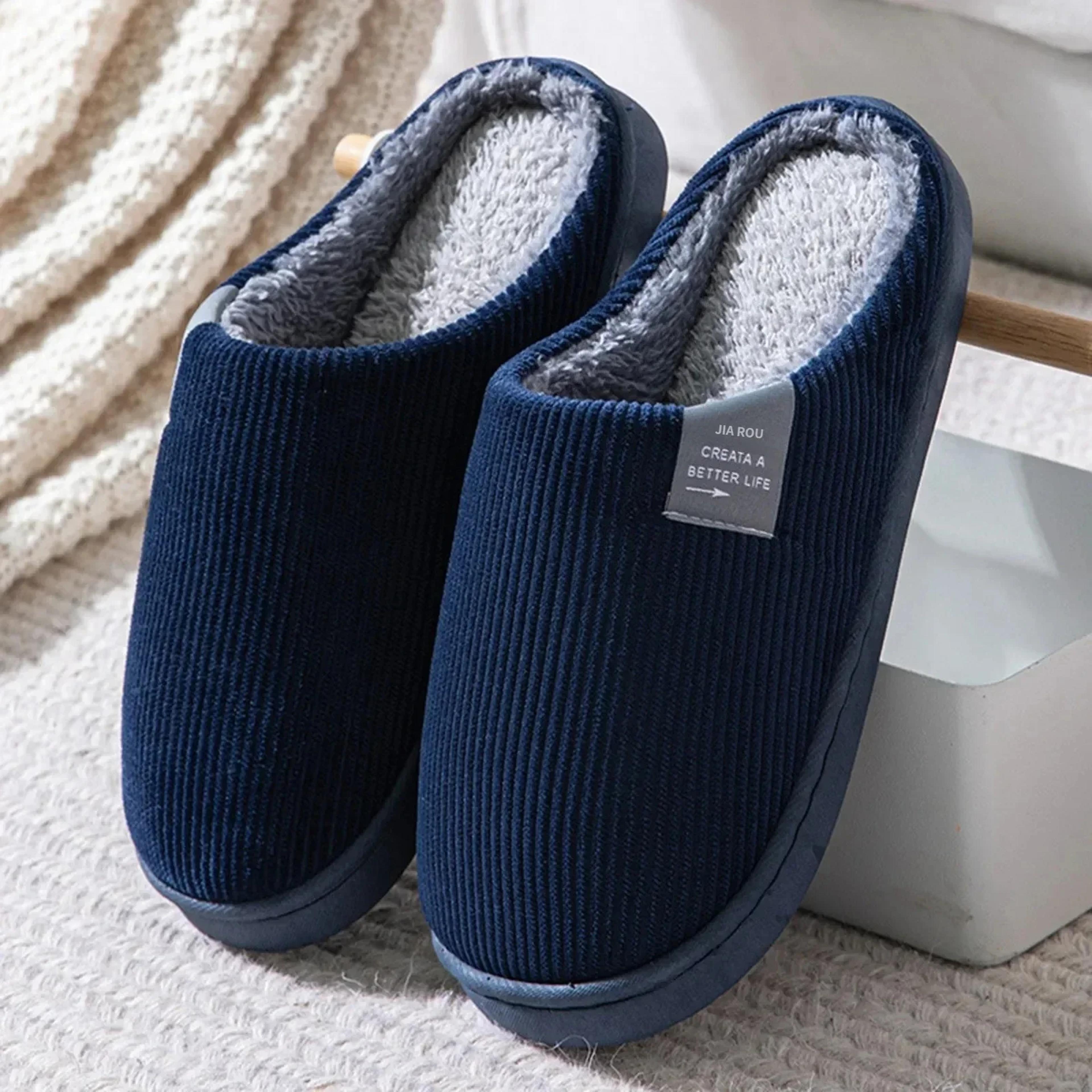Household Plush Slippers Womens Mens Casual Thick Soft Bottom Home Slippers Antislip Thermal Indoor