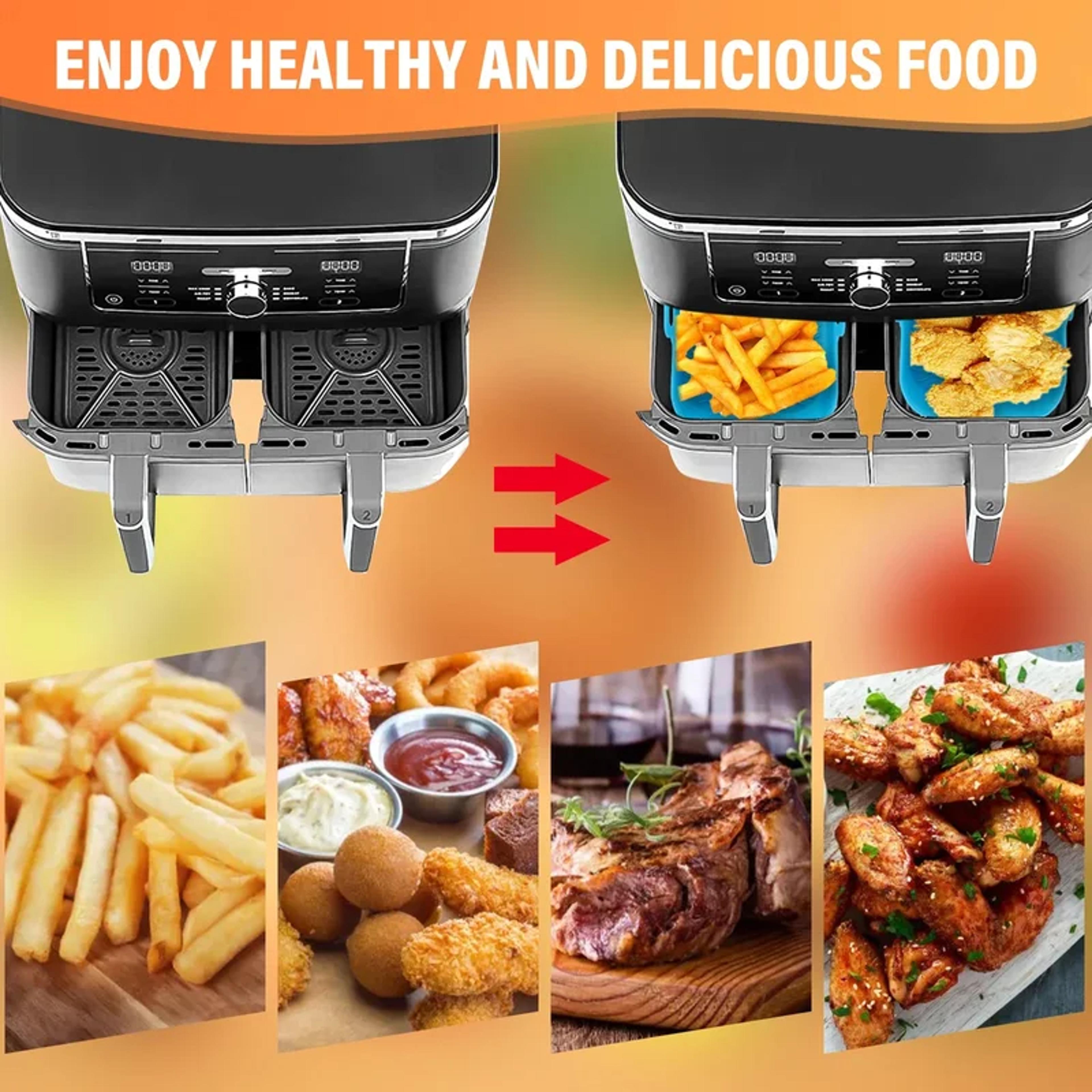 Air Fryer Silicone Tray Reusable Rectangle Oven Basket Baking Liner Insert Dish For Fried Chicken A 3