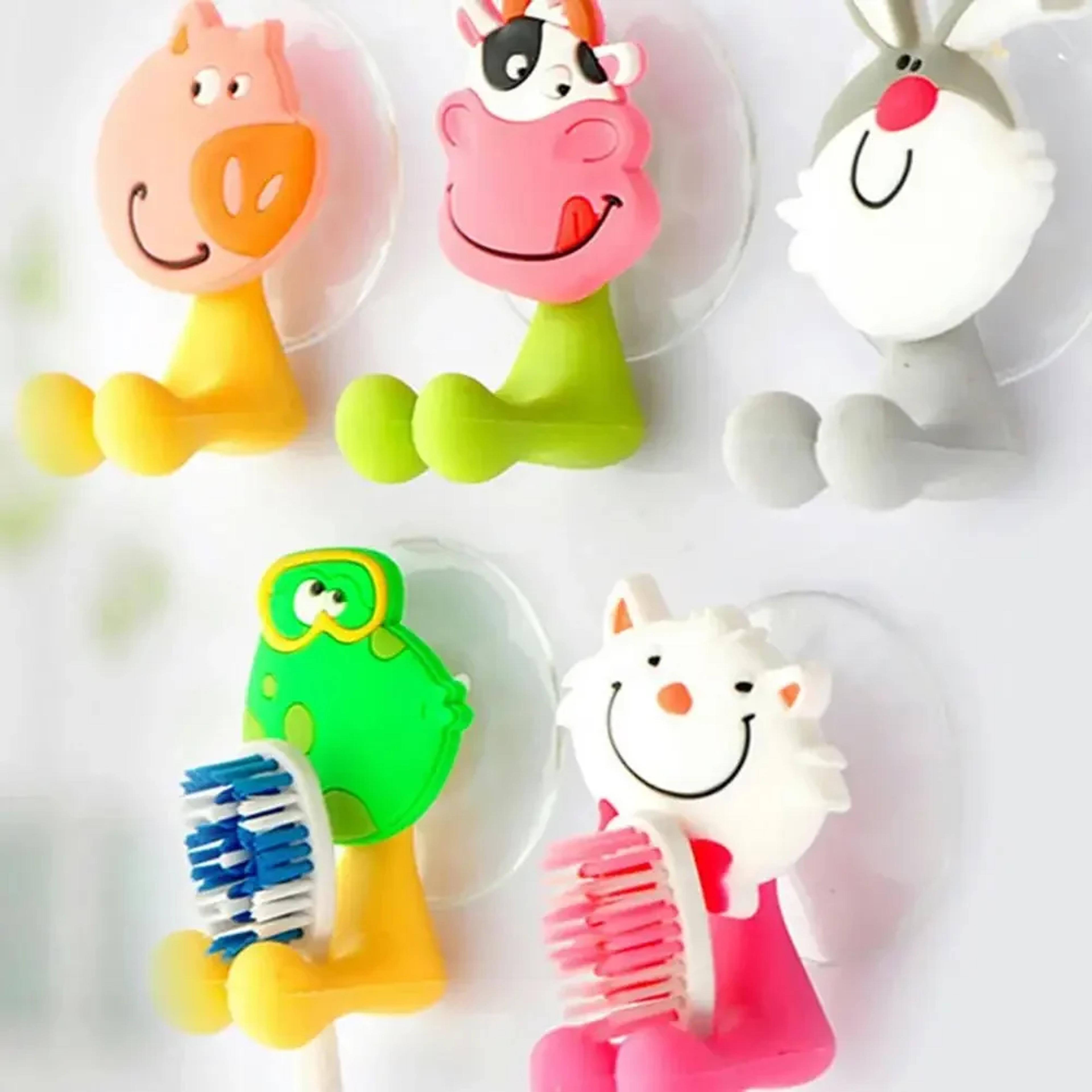 cartoon animals toothbrush holder, strong suction tooth brush storage rack, bathroom lovely rabbit kids children