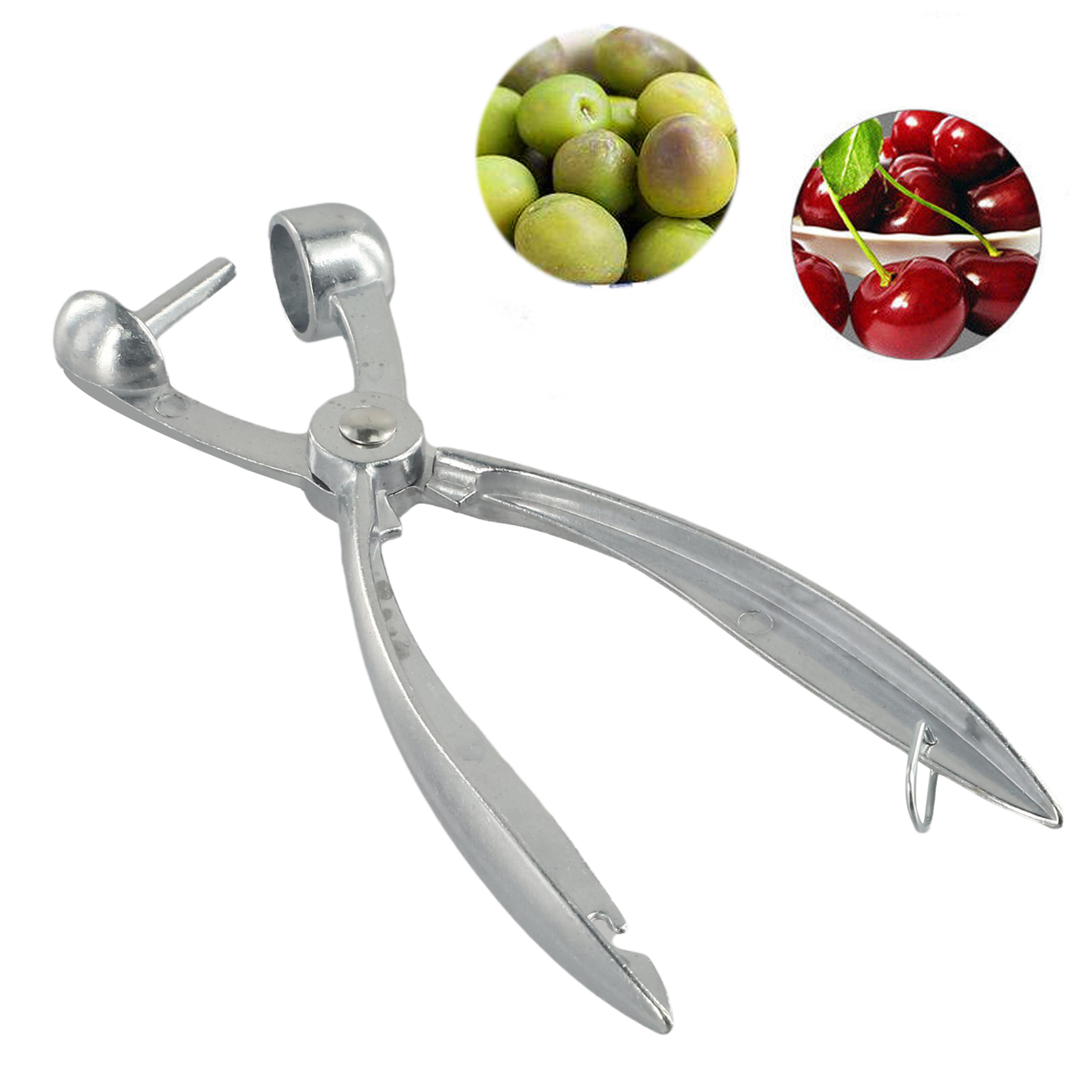 silver cherry core remover, aluminum alloy fruit pitter, cherry olive stone extractor, kitchen gadgets