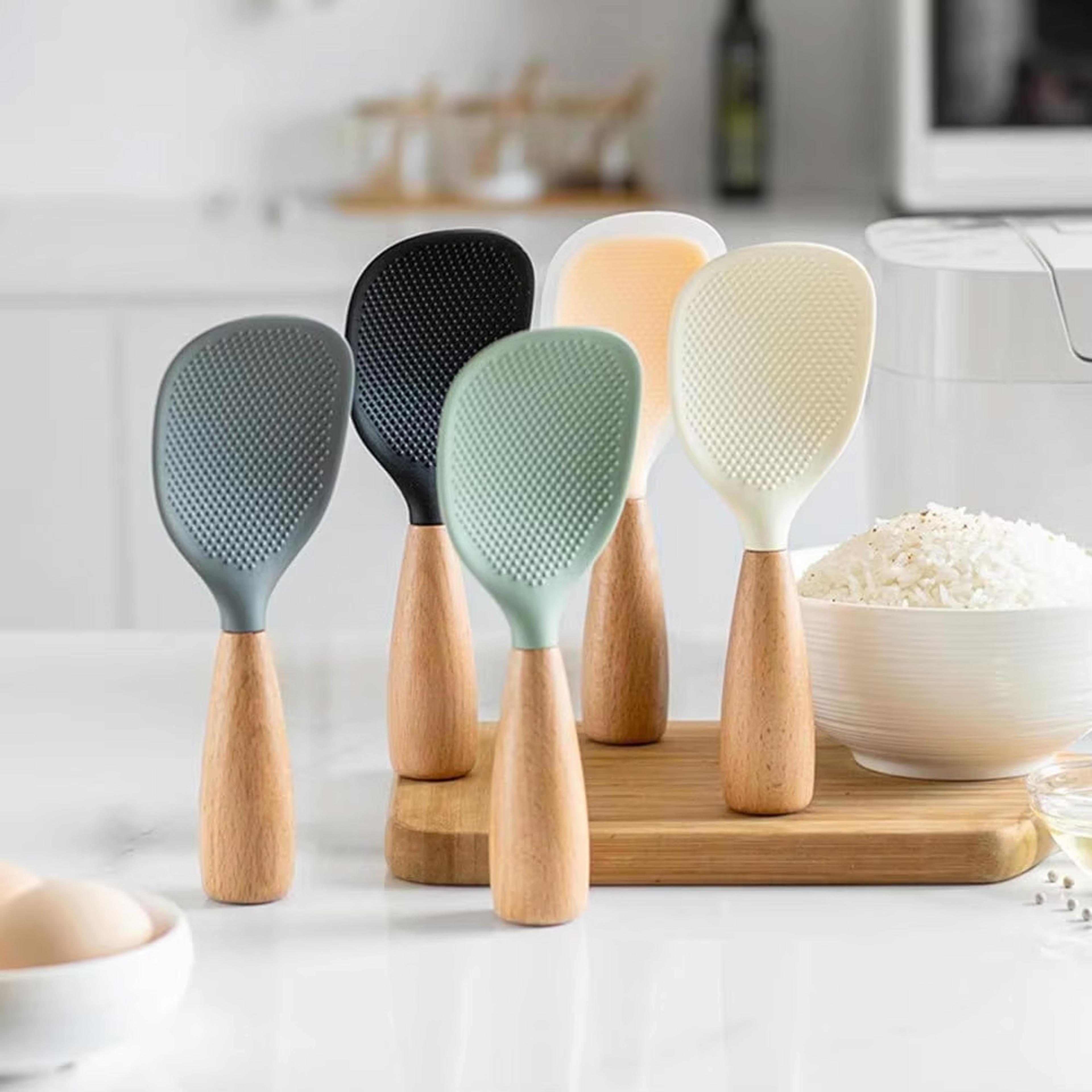 Silicone Rice Spoon HeatResistant Silicone Spoon Non Stick Cooking Spoon Reusable Small Tool 3