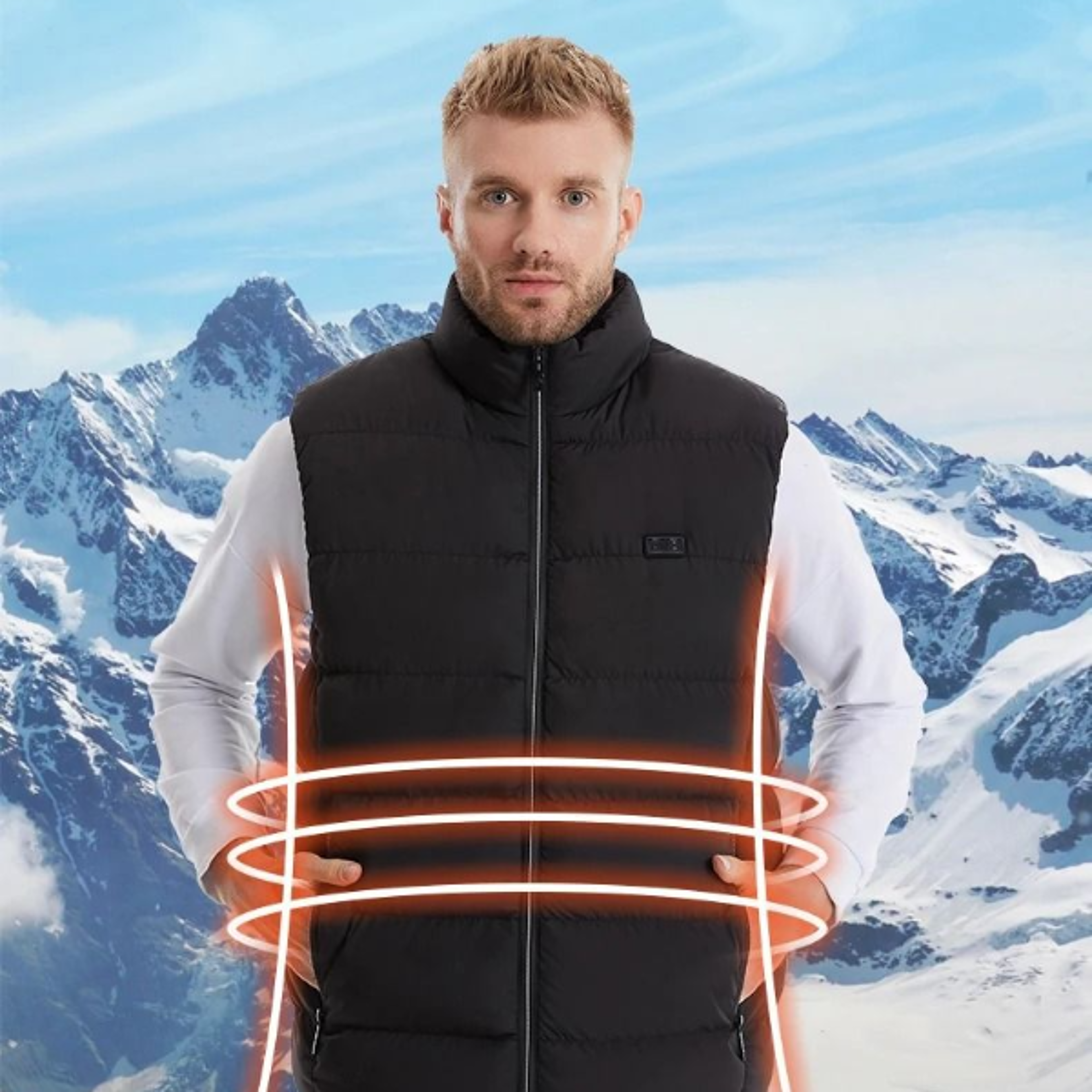 Unisex Heated Vest Winter 9 Zone Heating Jacket Vest Standup Collar Outdoor Sports Heated Clothin