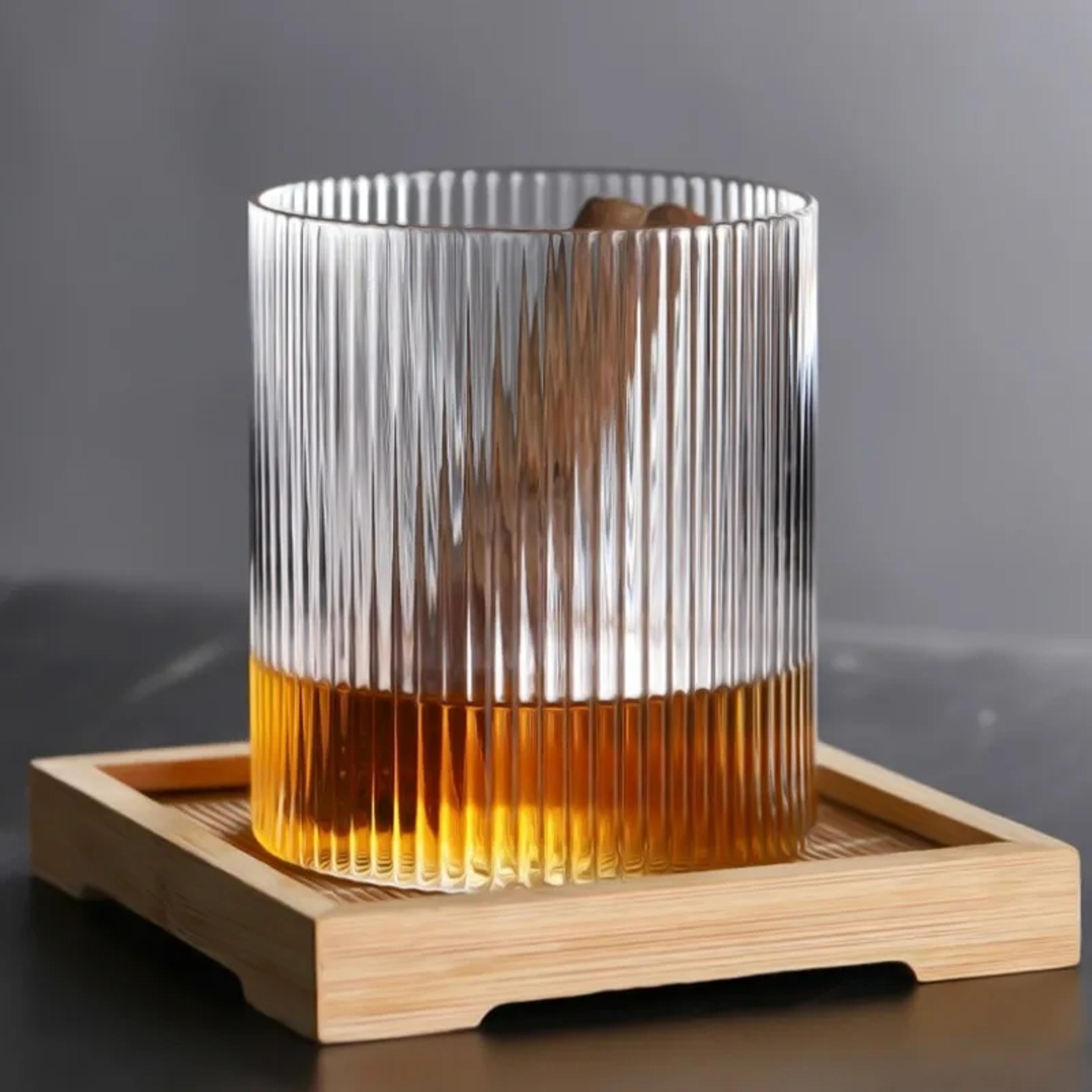 Coffee Mug Transparent Glass Cup Striped Drink Ware Creative Bubble Tea Cup Whiskey Shot Glass Set 4