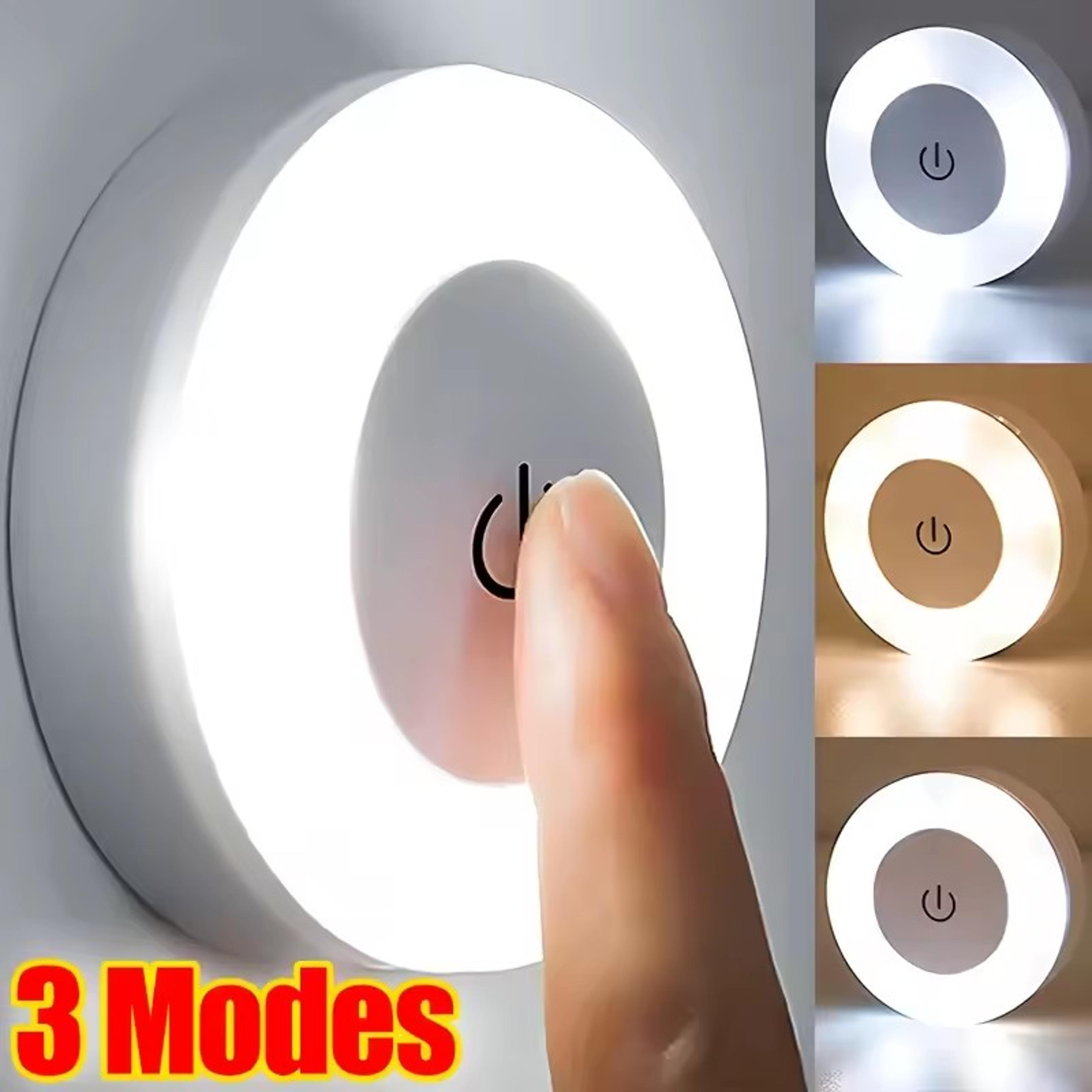 Mini LED Touch Sensor Portable Dimming Night Lamp USB Rechargeable Bedroom Magnetic Base Round Wall 6