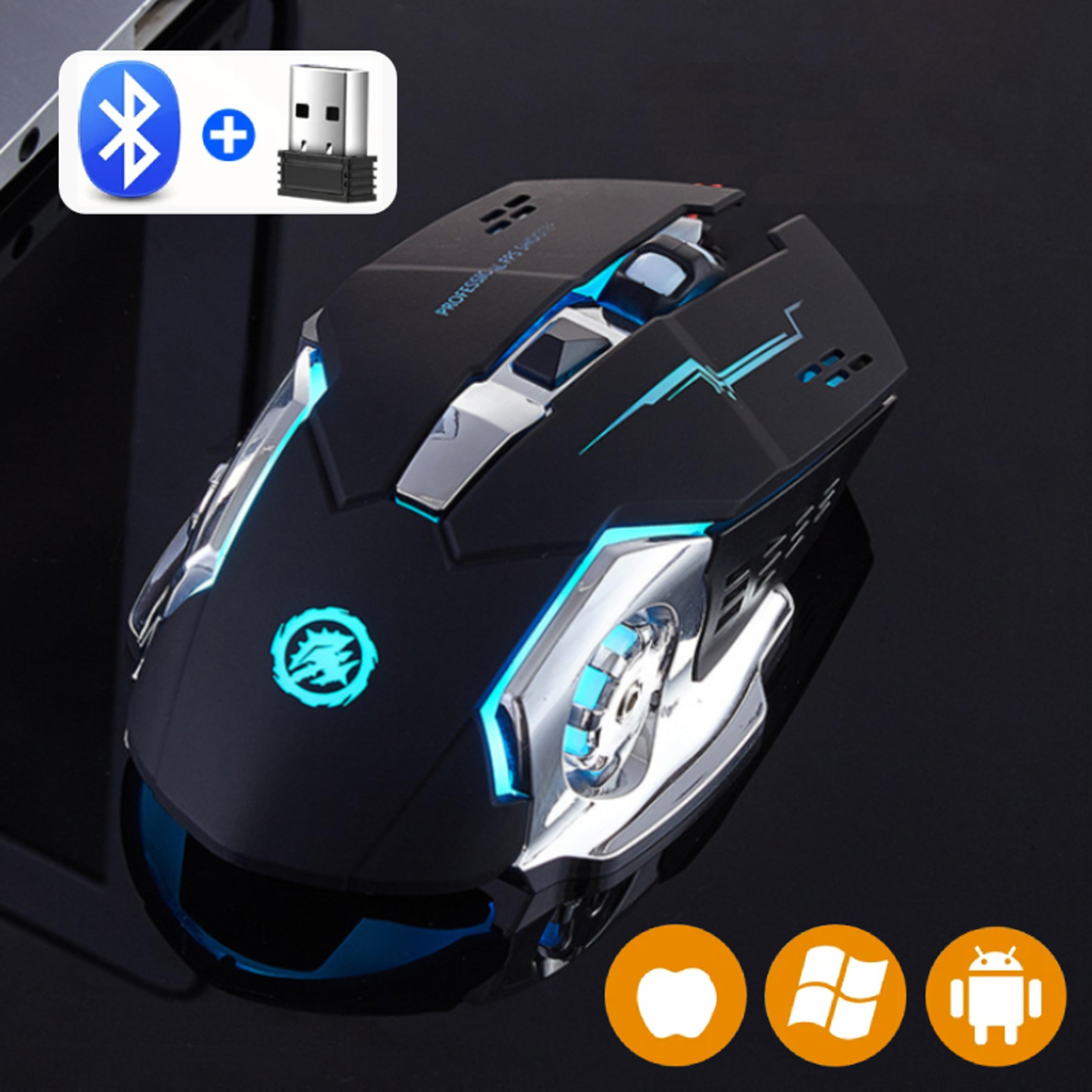 rechargeable wireless gaming mouse, silent bluetooth computer mouse, usb backlight pc gamer mouse for laptop and desktop