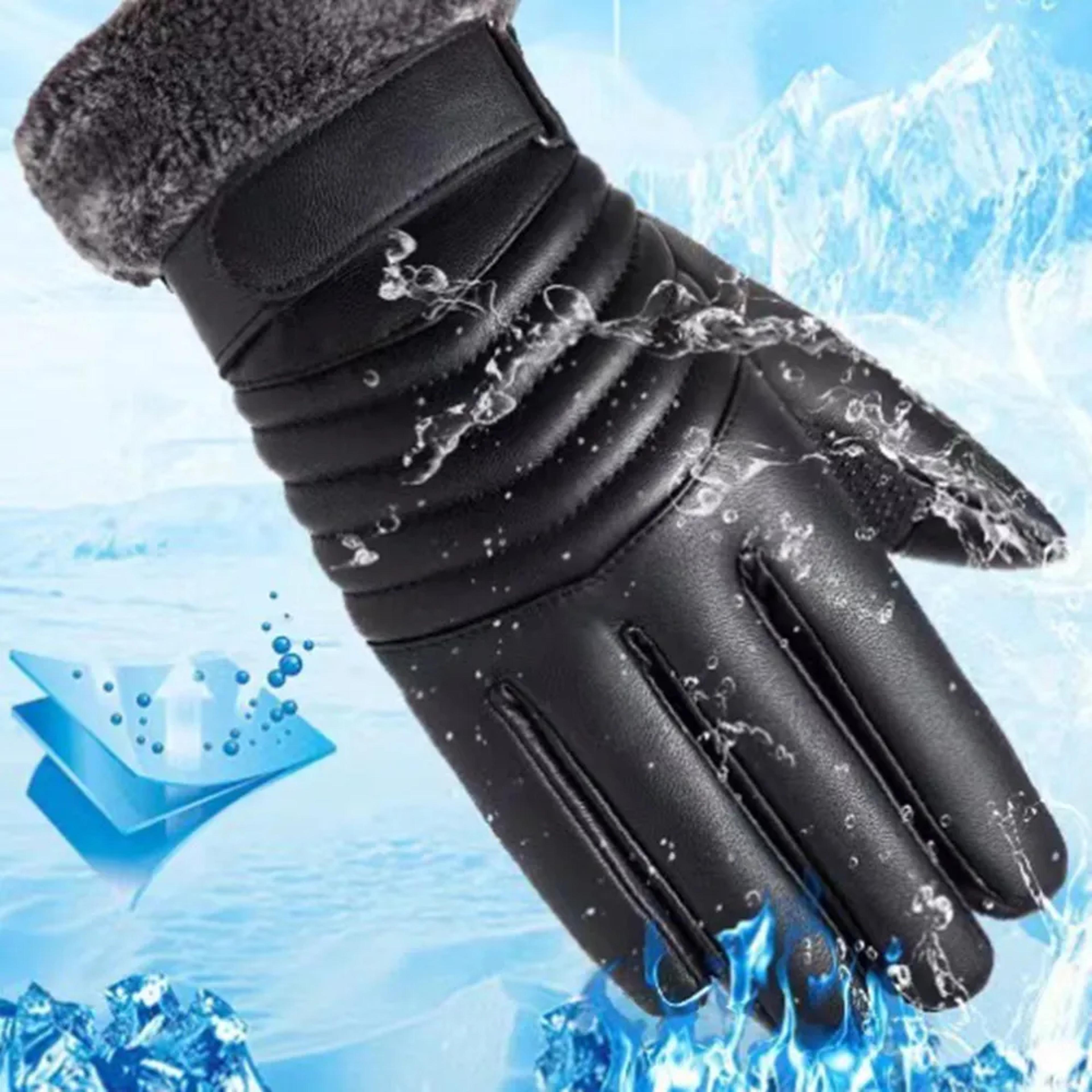 Gloves Winter Men Plush Fur Mouth Insulation Gloves Outdoor Cycling Gloves Motorcycle Touch Screen  3