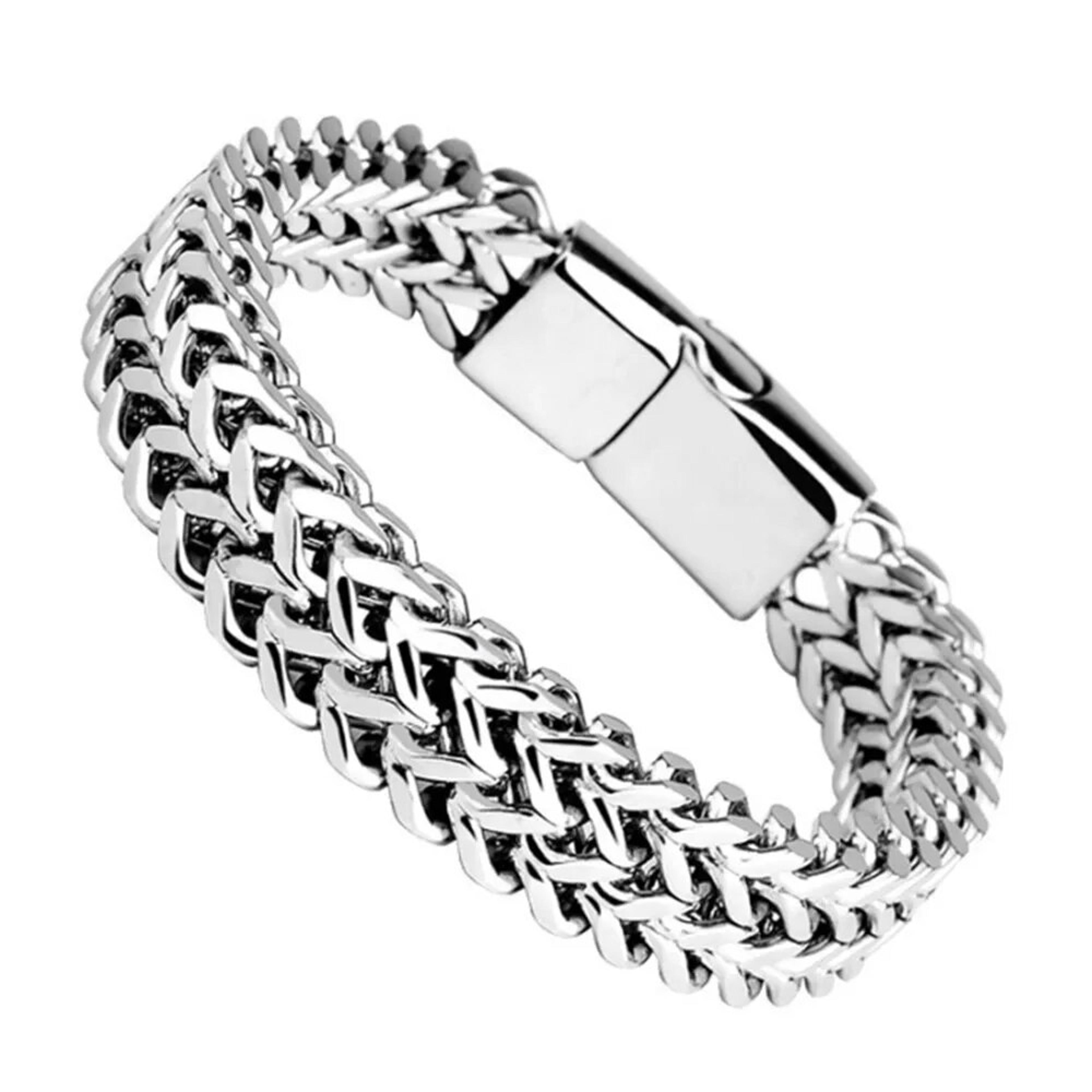 stainless steel braided, double row fish scale bracelet, magnetic buckle, keel jewellery