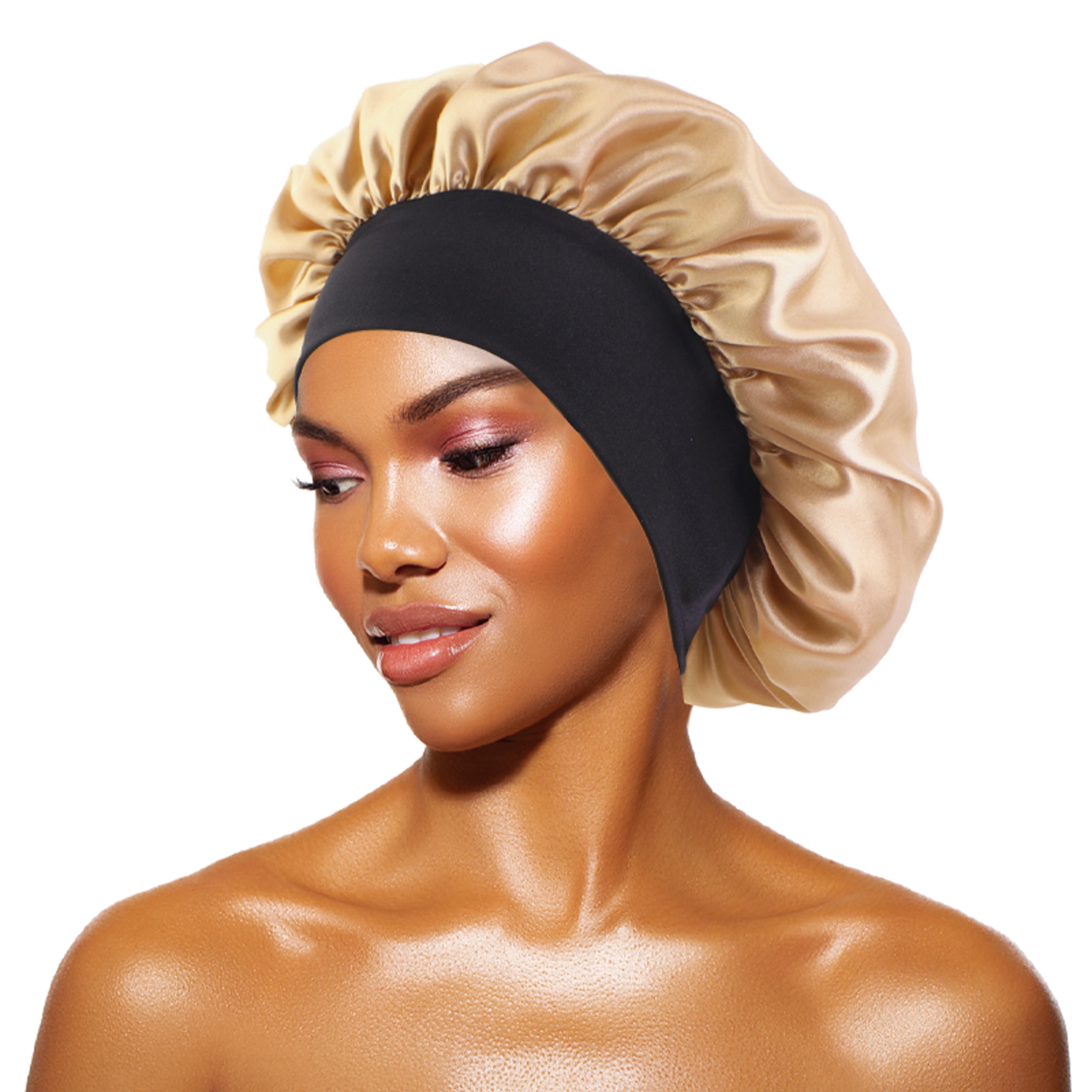 Women Satin Solid Bonnets Wide Brimmed Sleeping Hat Hair Care Bonnet Unisex Head Wrap Elastic Band  5