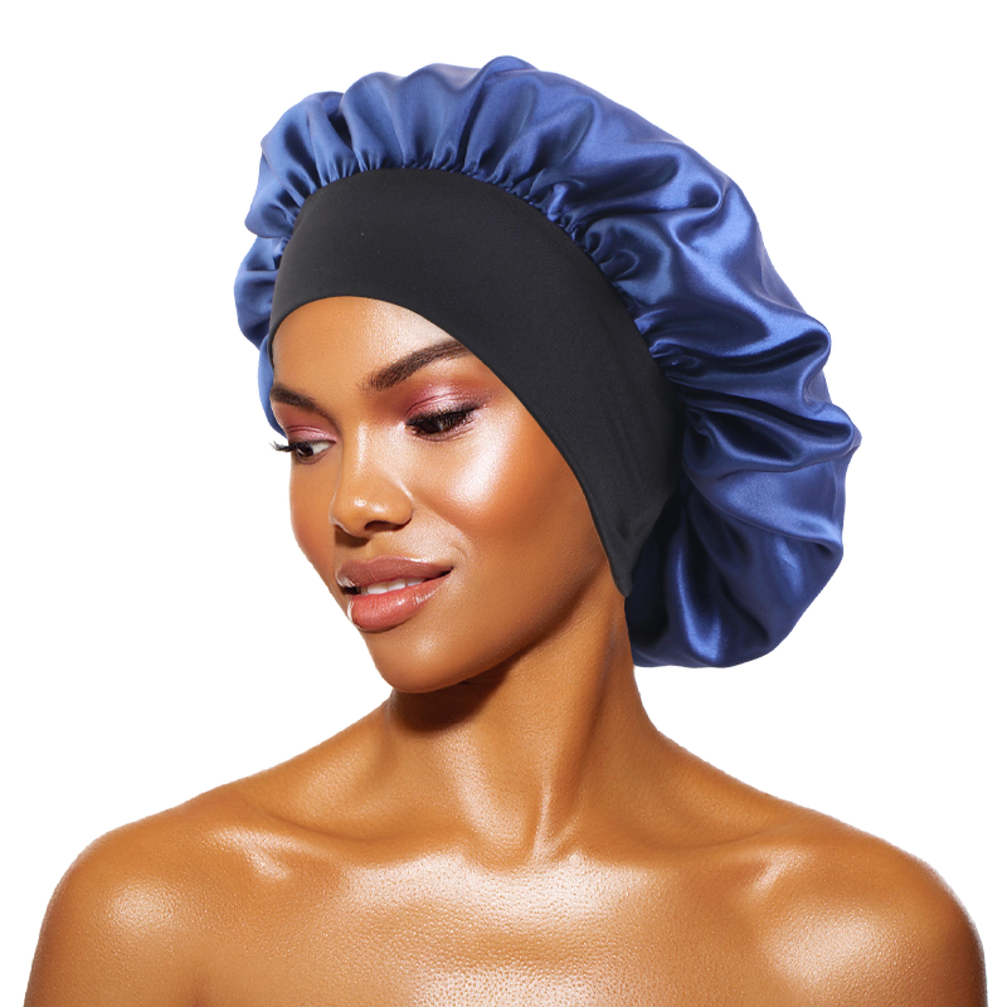 Women Satin Solid Bonnets Wide Brimmed Sleeping Hat Hair Care Bonnet Unisex Head Wrap Elastic Band  7
