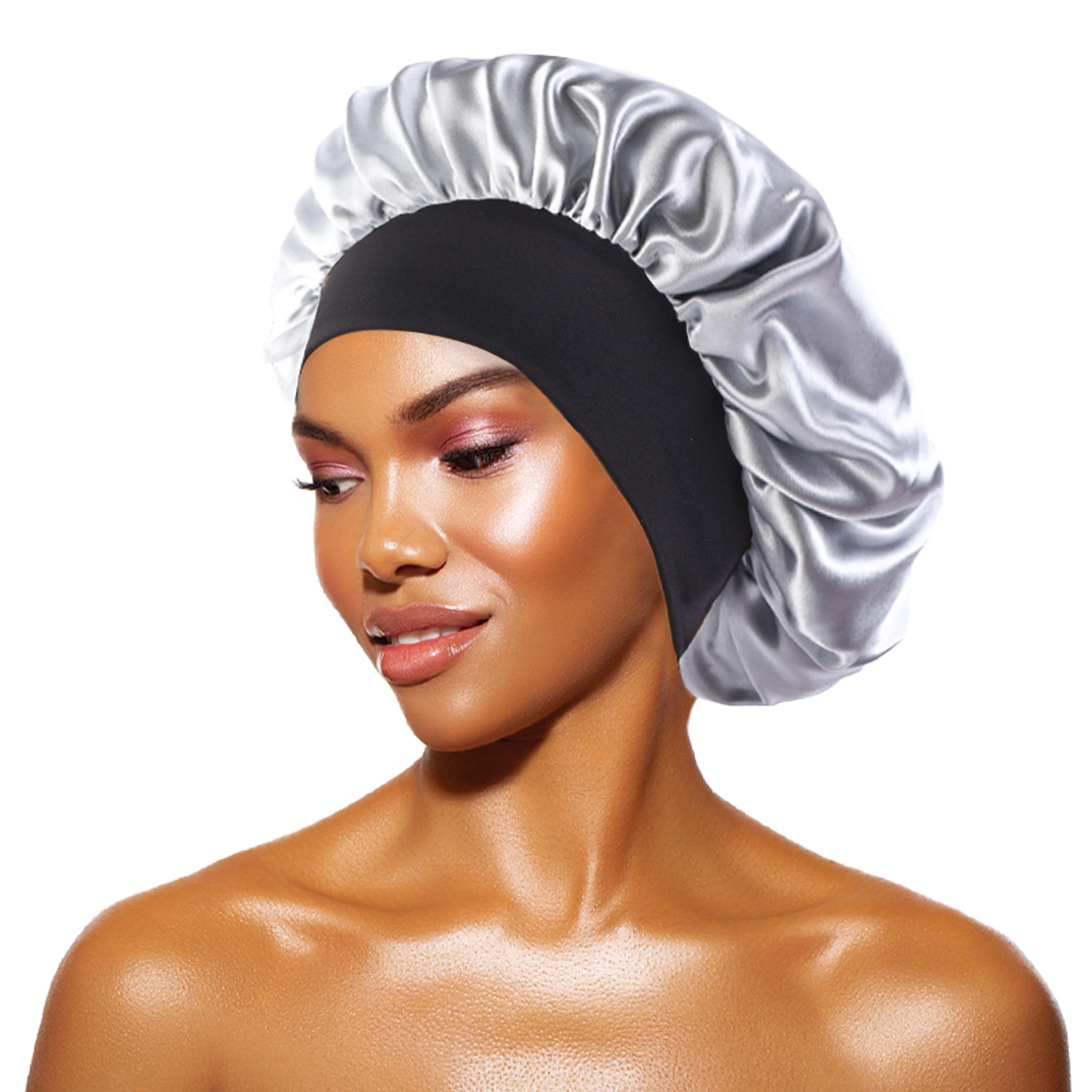 Women Satin Solid Bonnets Wide Brimmed Sleeping Hat Hair Care Bonnet Unisex Head Wrap Elastic Band  8