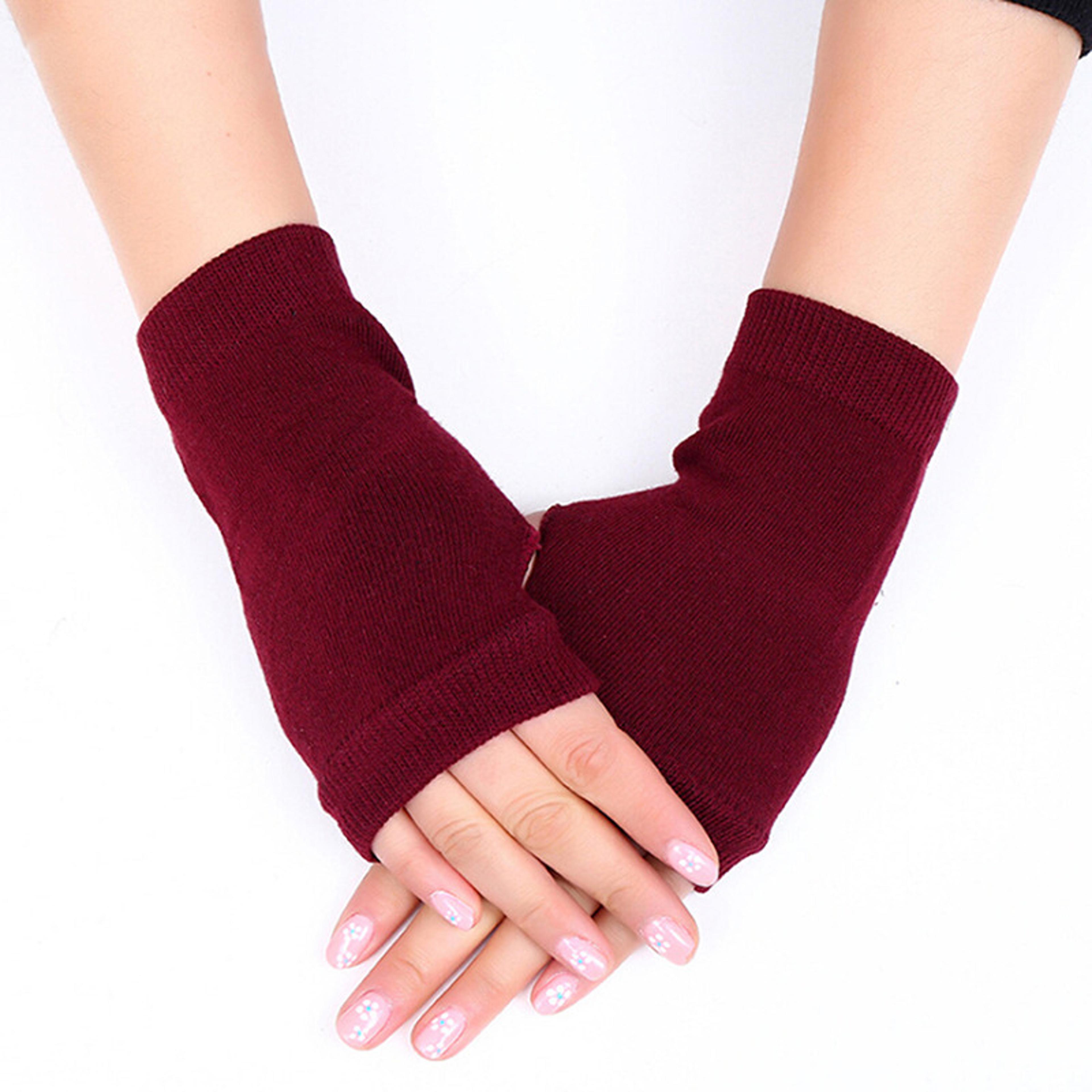 Women Stylish Hand Warmer Crochet Winter Gloves Faux Wool Mitten Twist Pattern Warm Finger Less Glo 9