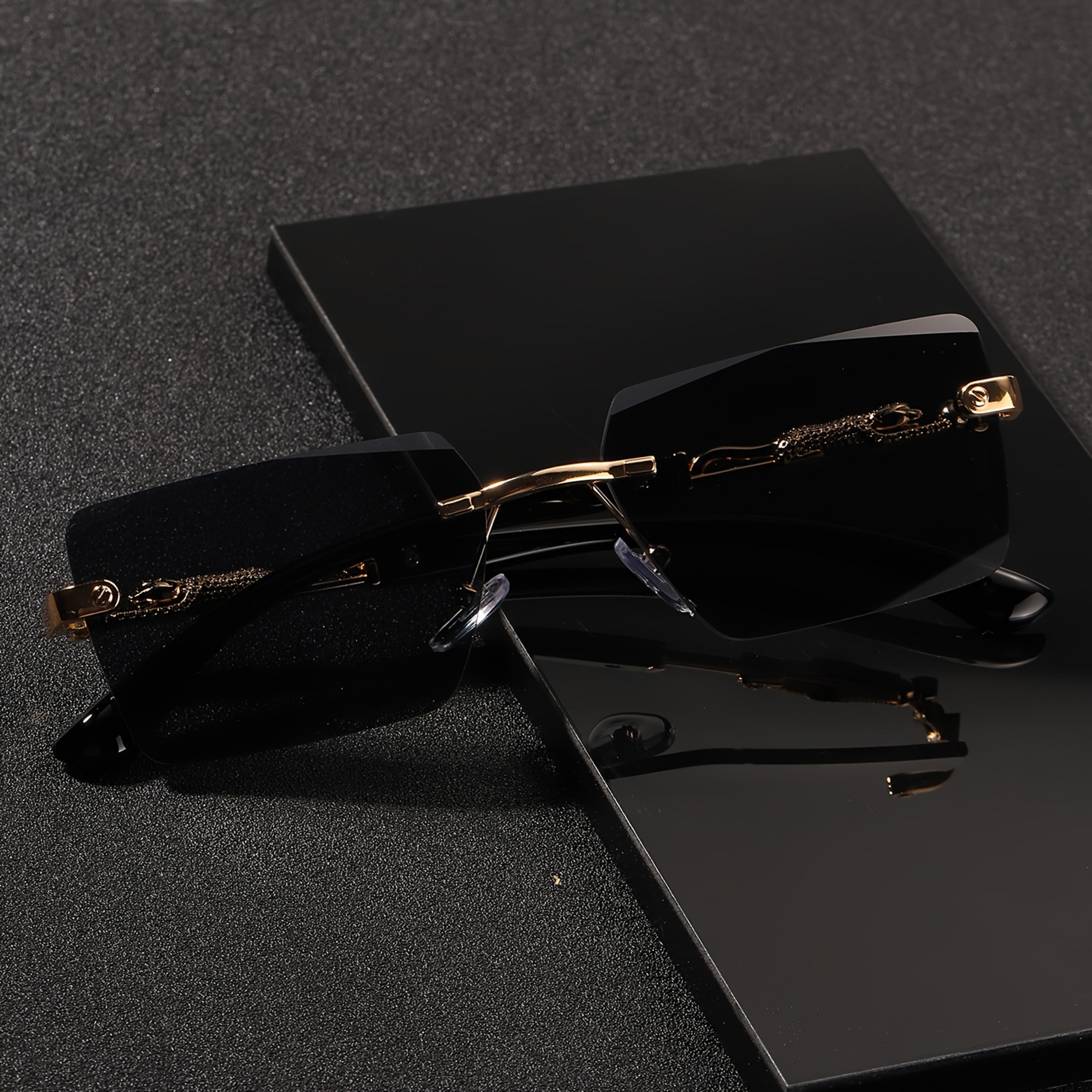 Rimless Rectangle Sunglasses For Men And Women Small Square Shades For Beach And Vacation 1