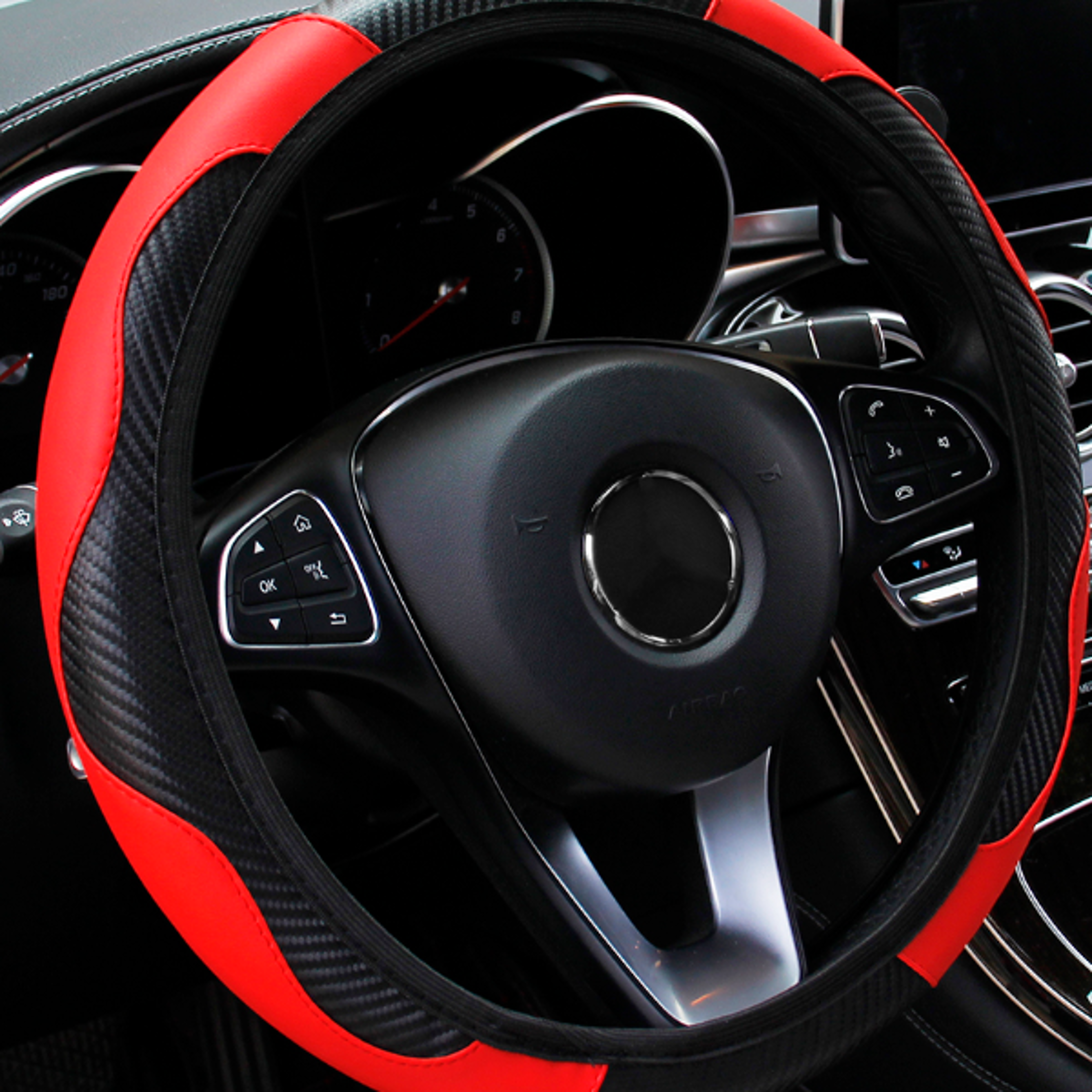 carbon fibre leather steering wheel cover without inner ring for automotive supplies