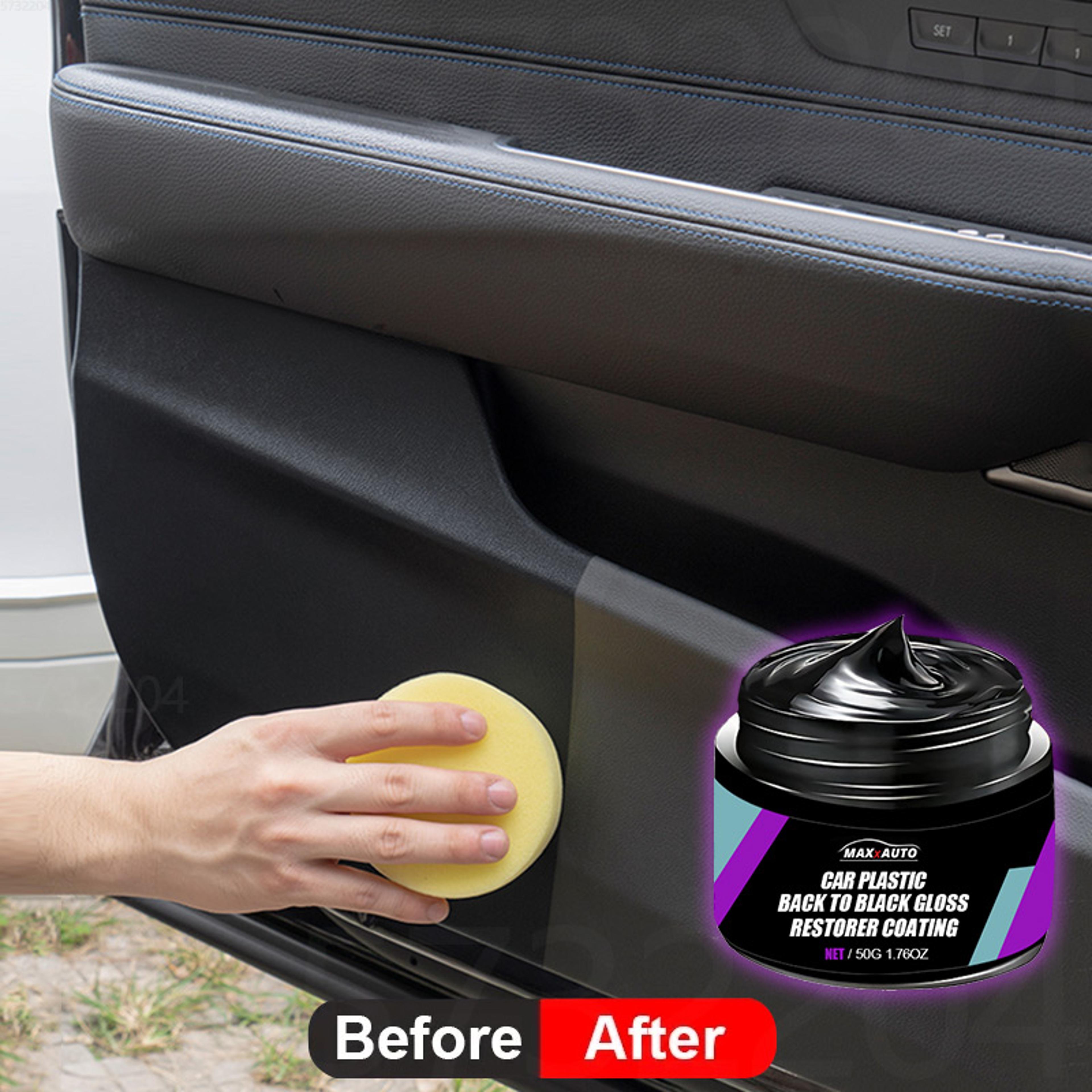 car plastic restorer, back to black gloss renewal wax coating agent, auto interior leather & panel polish repair