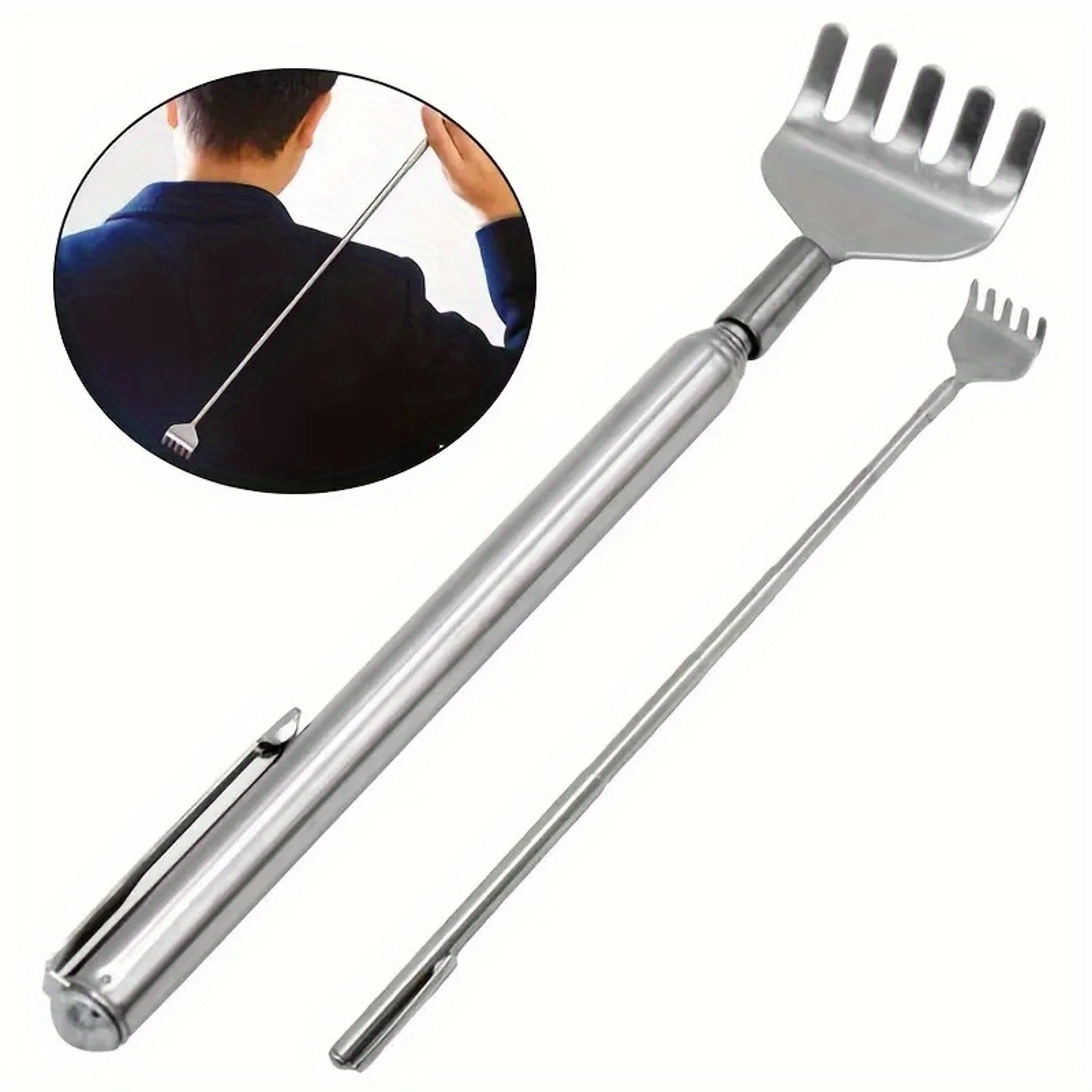 stainless steel portable back rak, retractable back scratches extendable itch relief tool, non ticking scratching