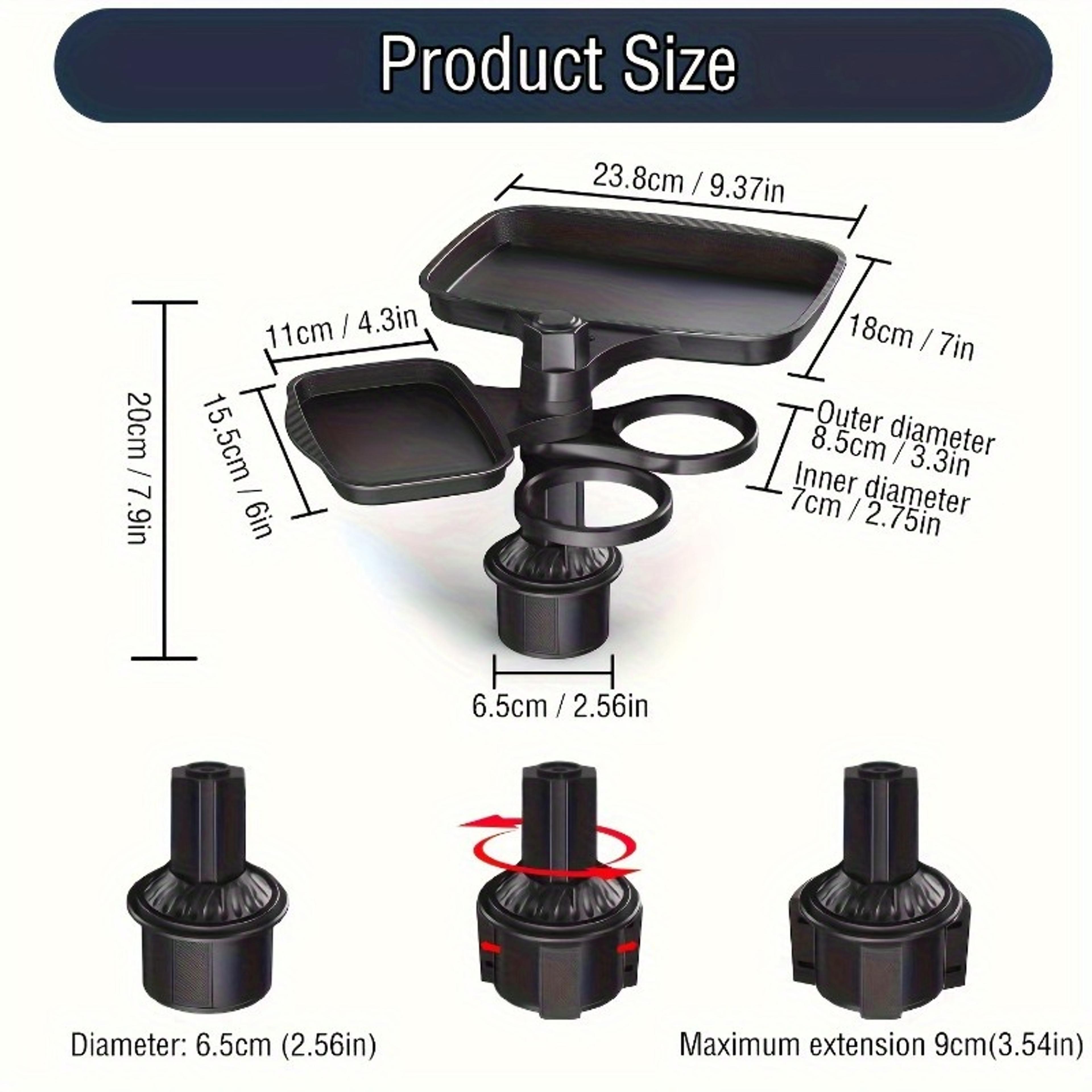 Detachable Car Cup Holder Tray Expandable Food Table With 360 Rotating Design 1