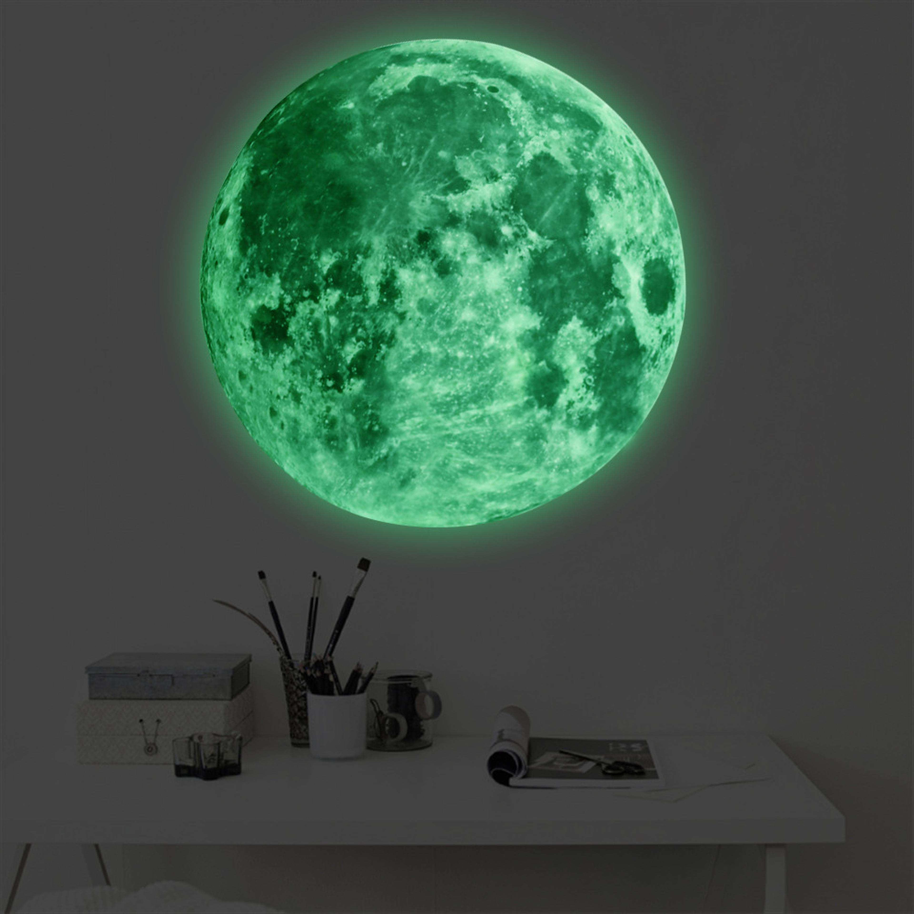 Hot Sale Luminous Moon Wall Sticker Glow In The Dark Wallpaper Fluorescent PVC Decals Kids Room Wal 3