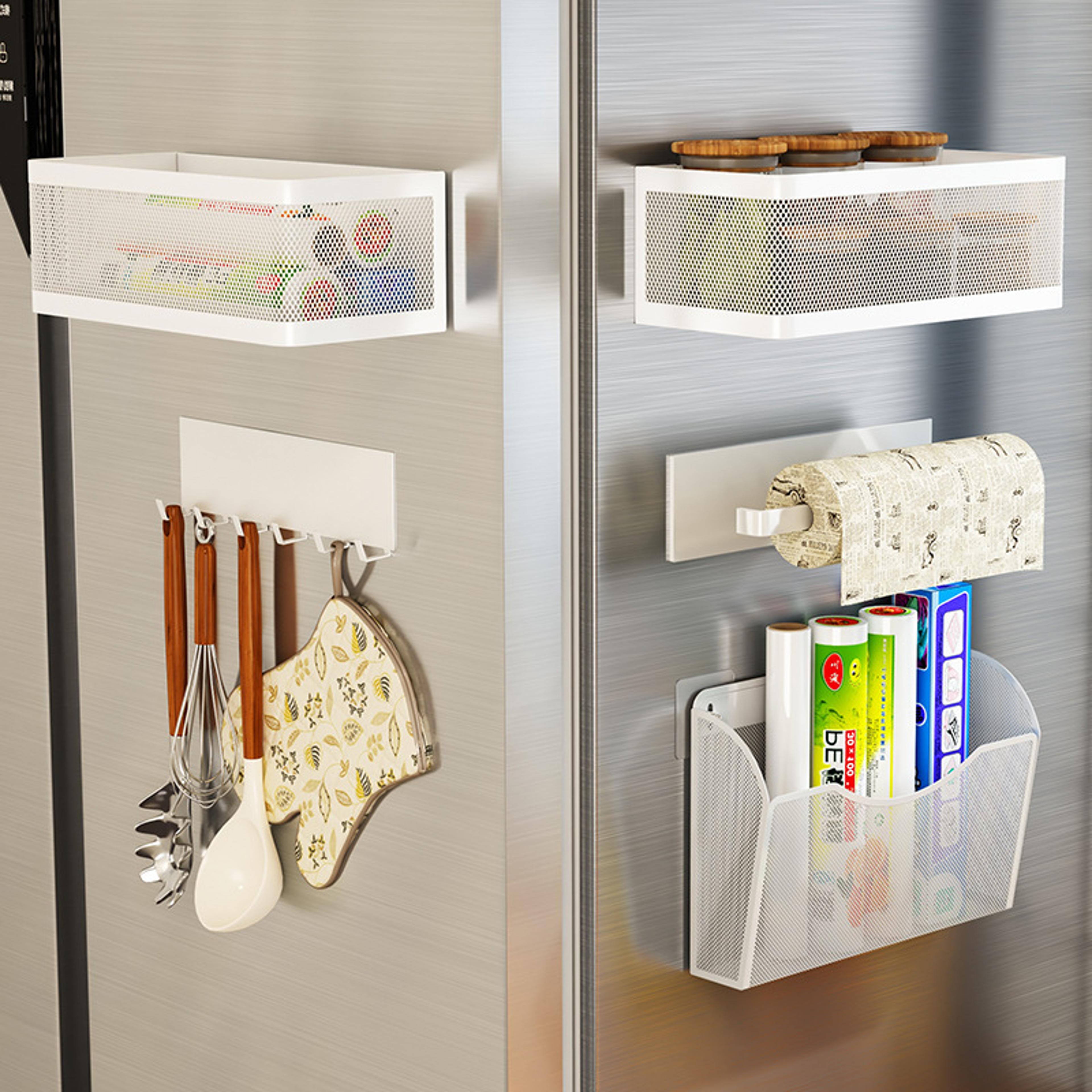 Magnetic Refrigerator Side Storage Rack Iron Space Saving Hanging Basket For Kitchen Organizer Shel