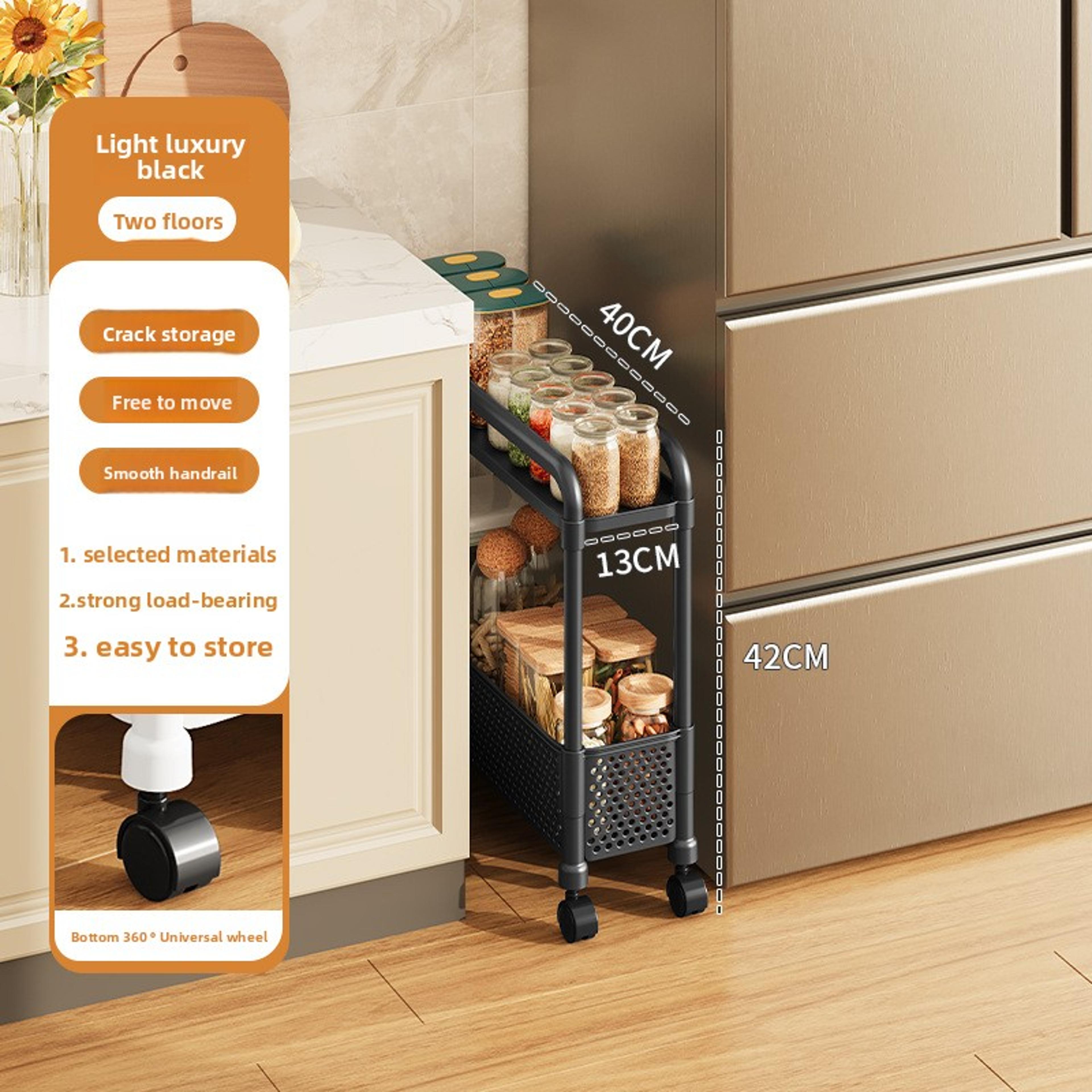 Movable Gap Storage Rack Narrow Household Floor Standing Cart For Kitchen Living Room 9