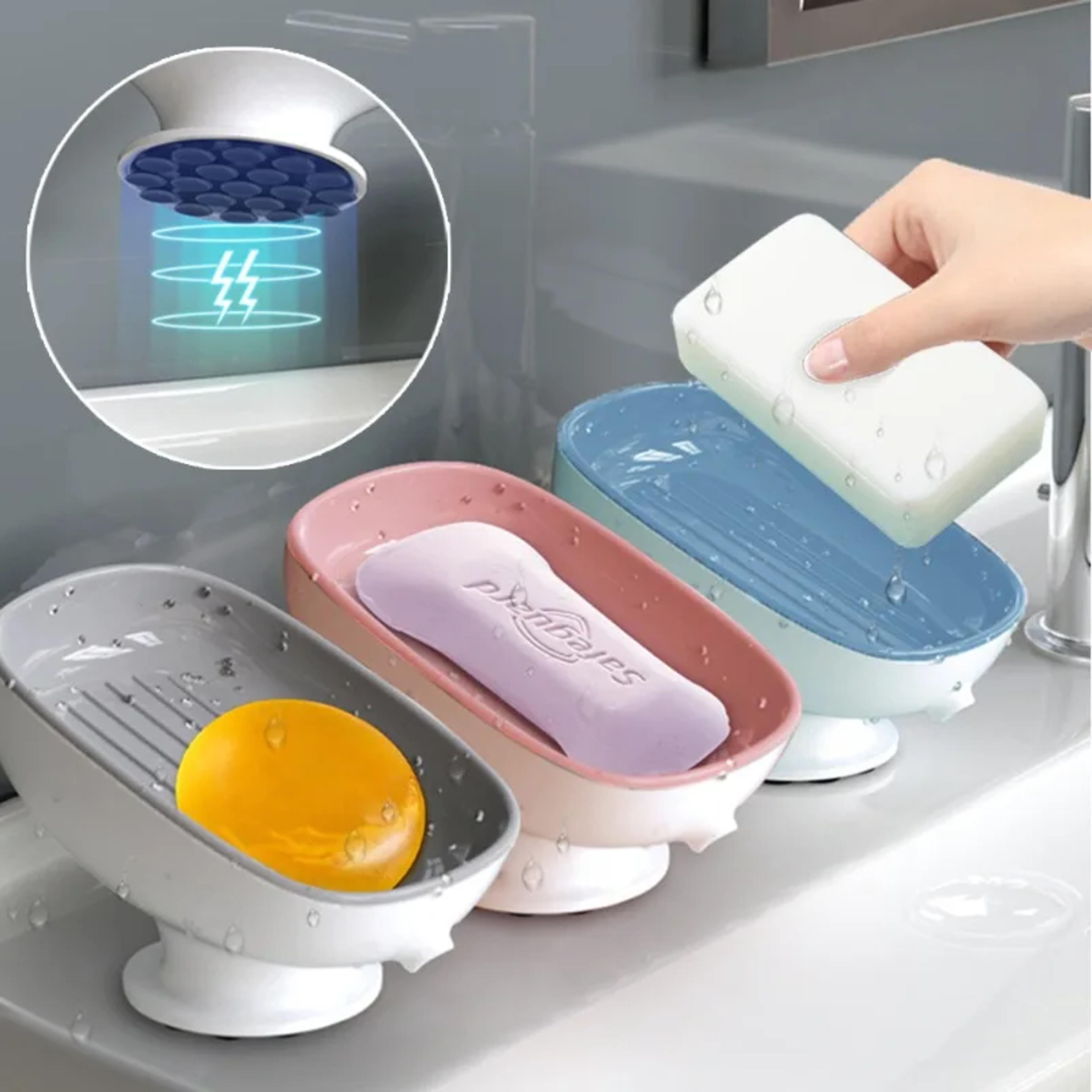 Bathroom Soap Dishes Holder With Self Draining Soap Box Super Suction Soap Container For Bathroom A 0