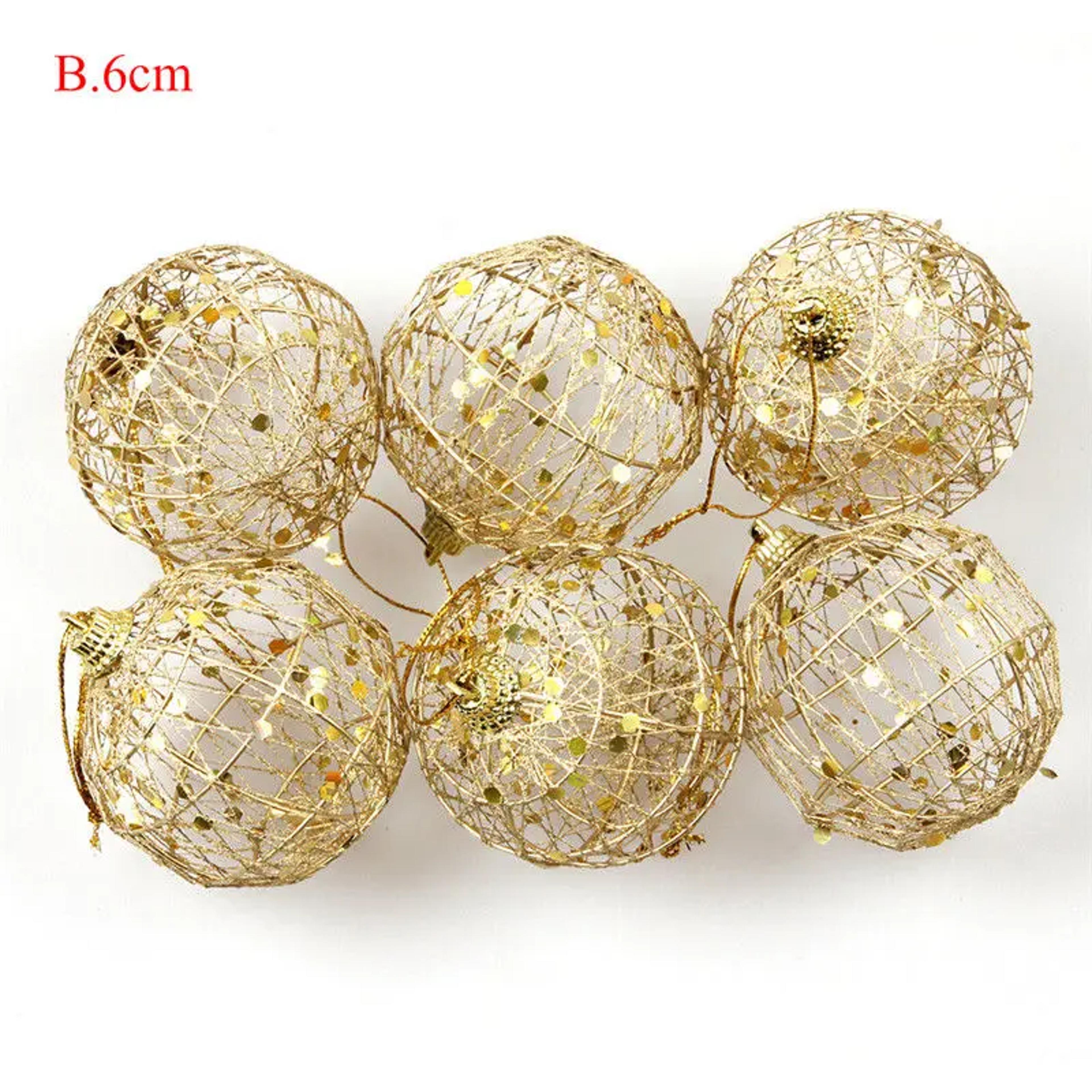 Christmas Gold Ball Ornament Hanging Xmas Tree Baubles Golden Dusted Christmas Decoration Party Tre 6