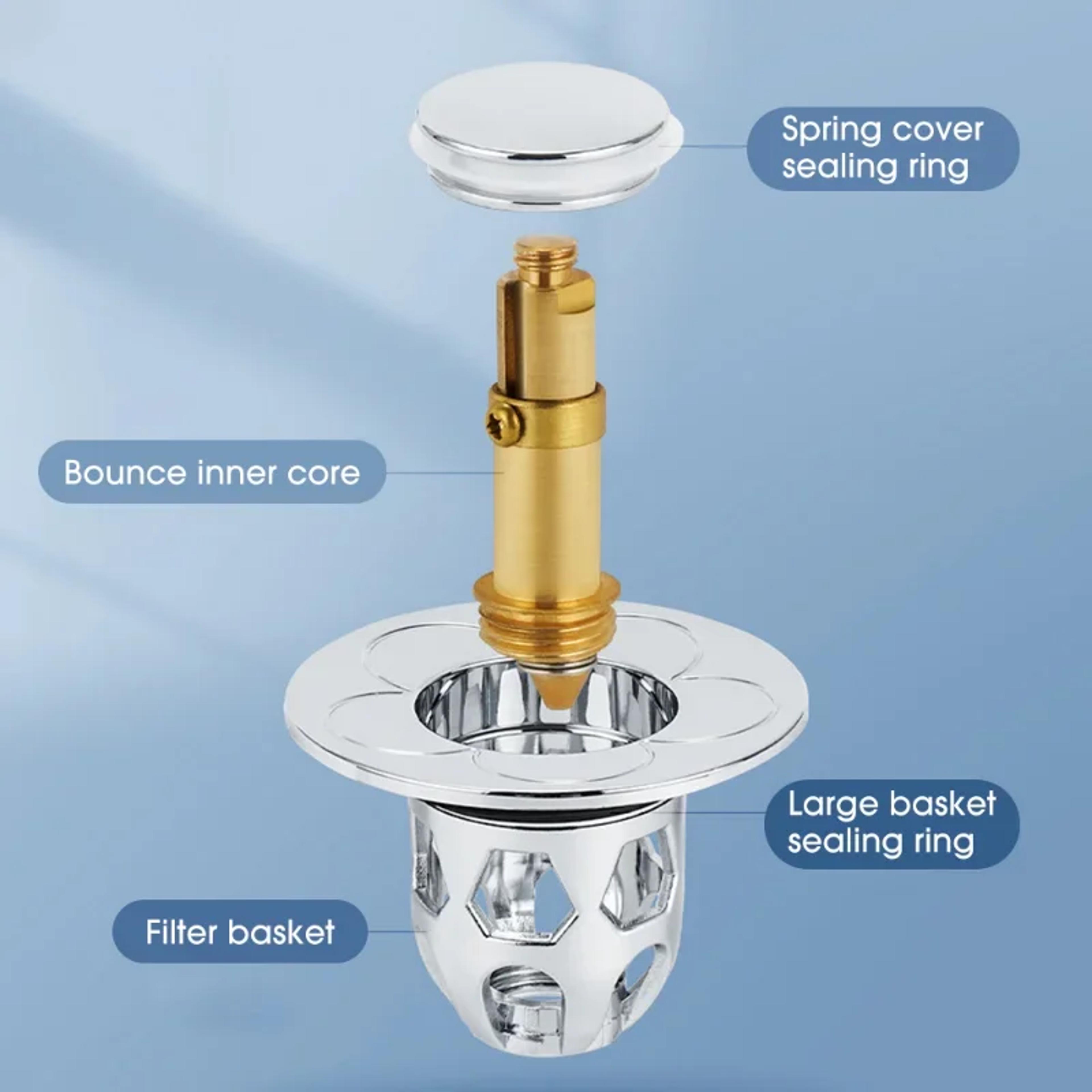 Bathroom Drain Cover PopUp Drain Stopper Hair Catcher Basin Filter Valve 3