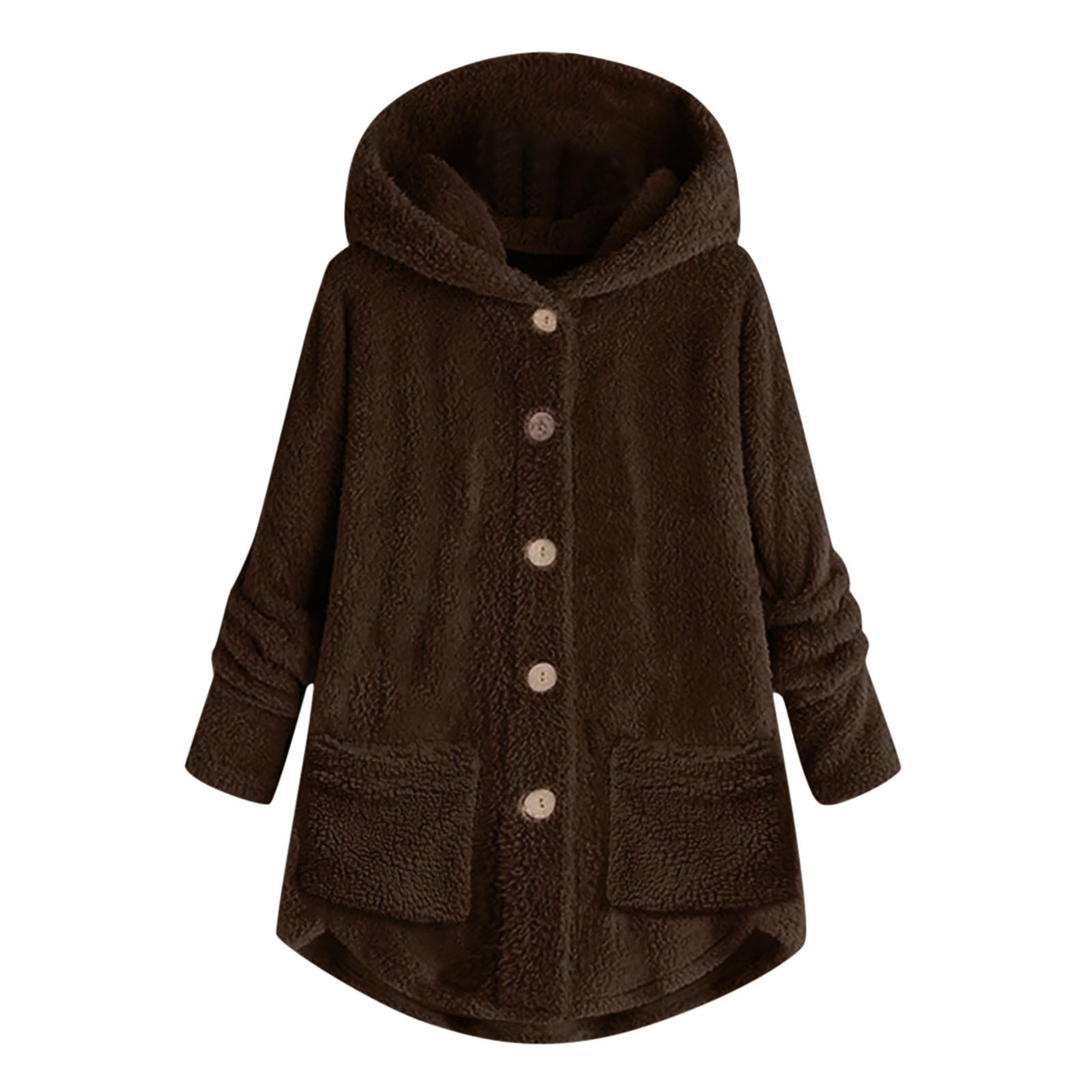 Women Coat Fashion Plush Pocket Winter Coat Irregular Long Sleeve Keep Warm Cat Ears Coat 5