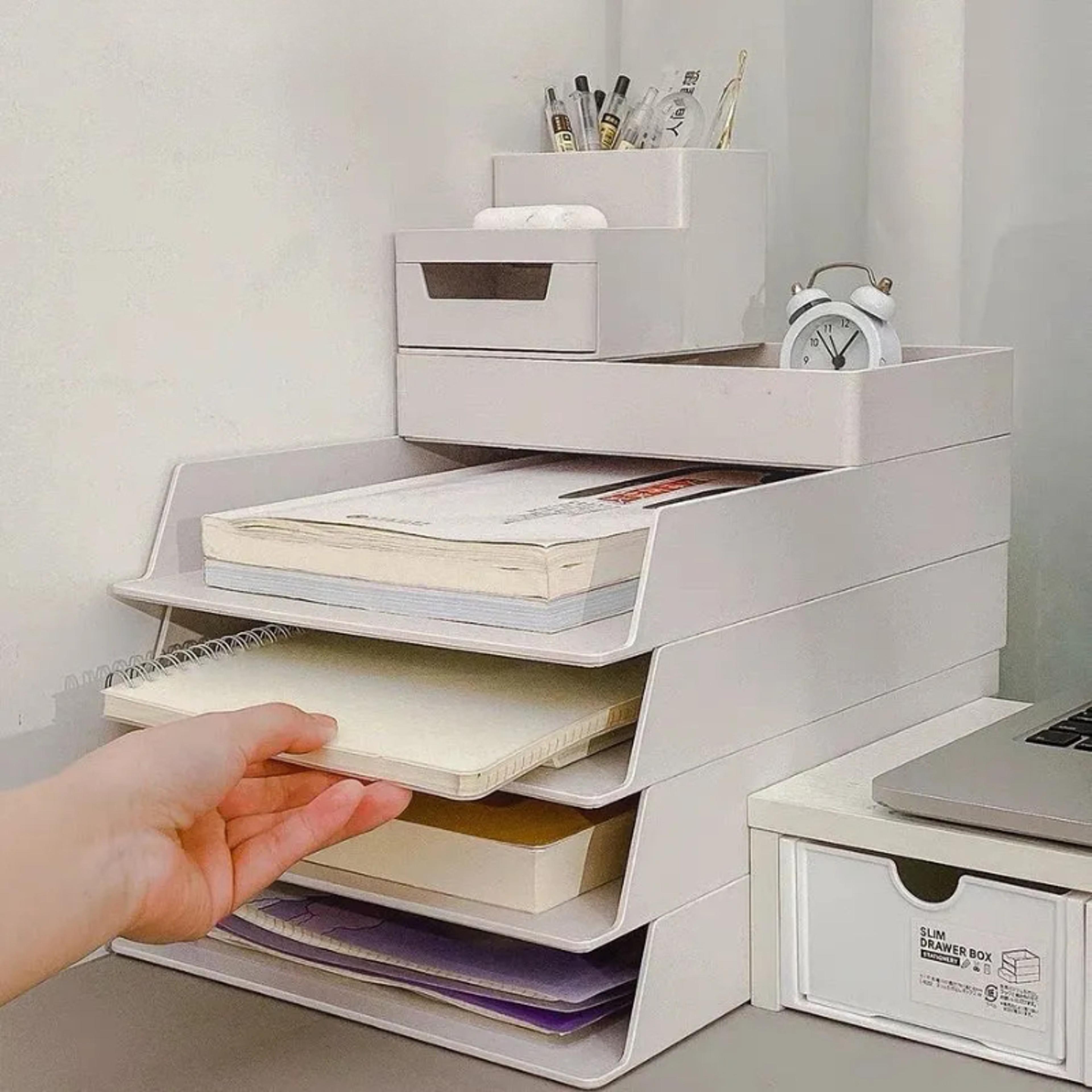 Desktop File Storage Rack Drawer Type Stationery Organizer Multilayer Office Storage Box 3