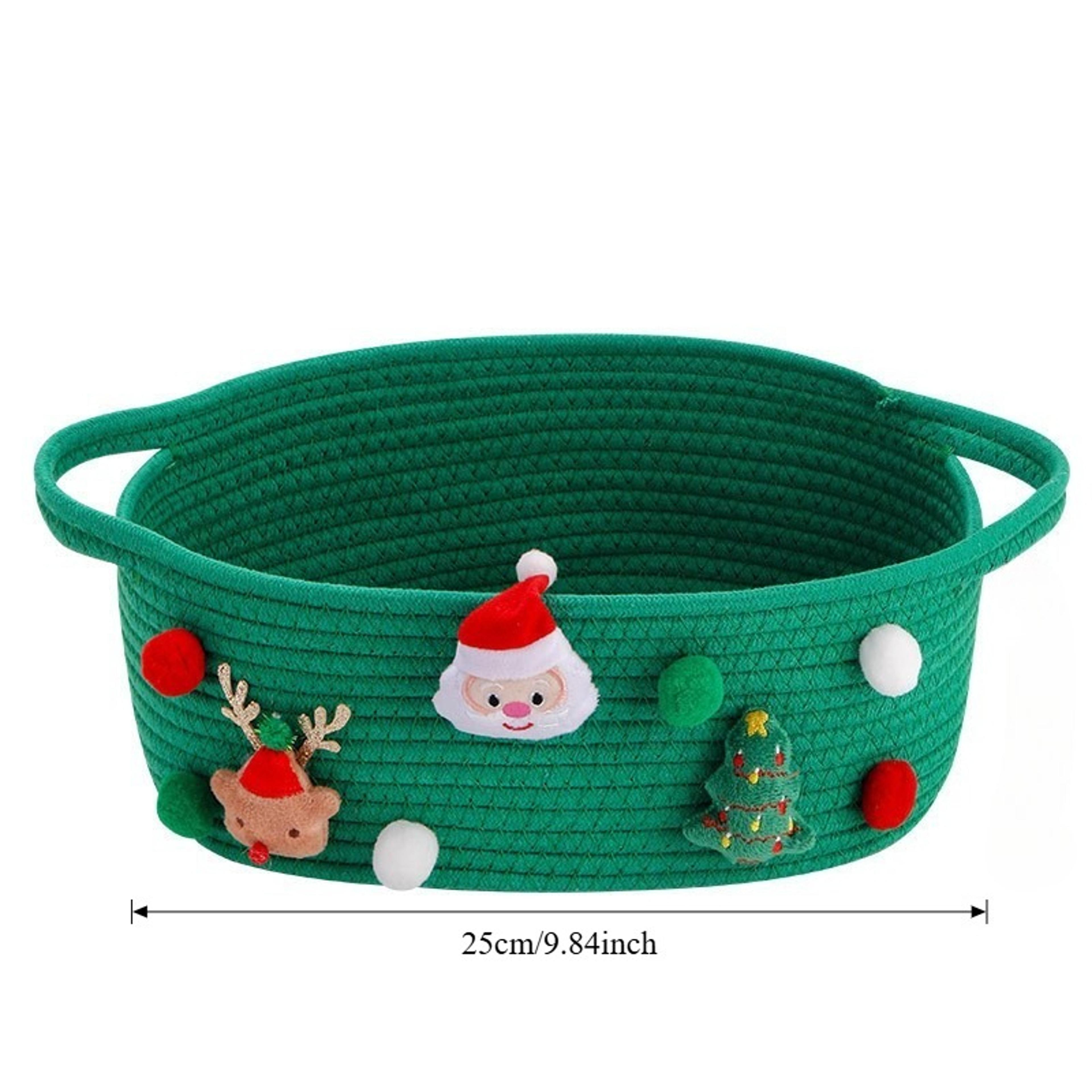Christmas Gift Basket Red OpenTop Storage Basket For Tree Decorations Presents Candy Decorative Hol 7