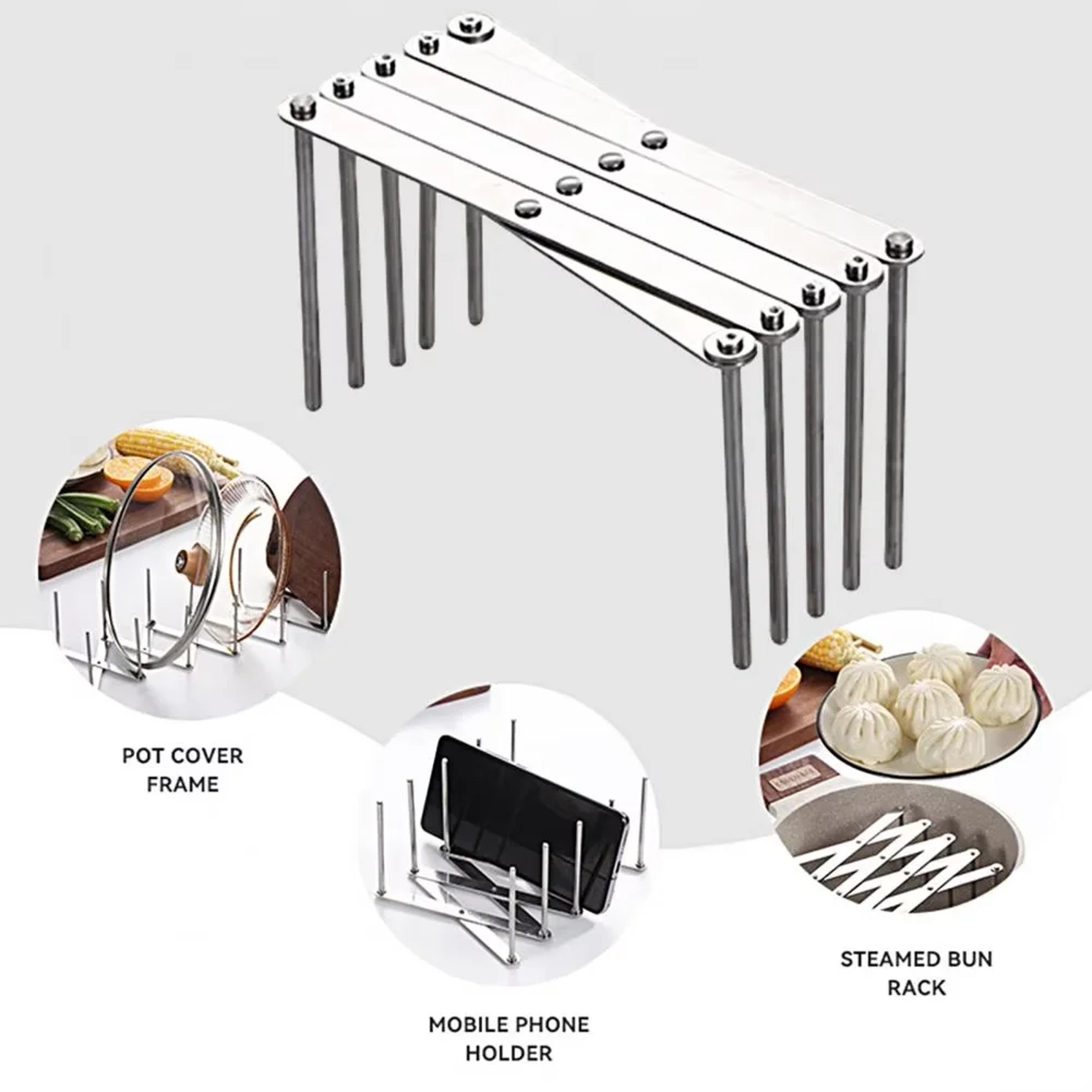 Retractable Storage Rack Space Saving Pot Lid Holder Heavy Duty Stainless Steel Dish Rack For Kitch 1