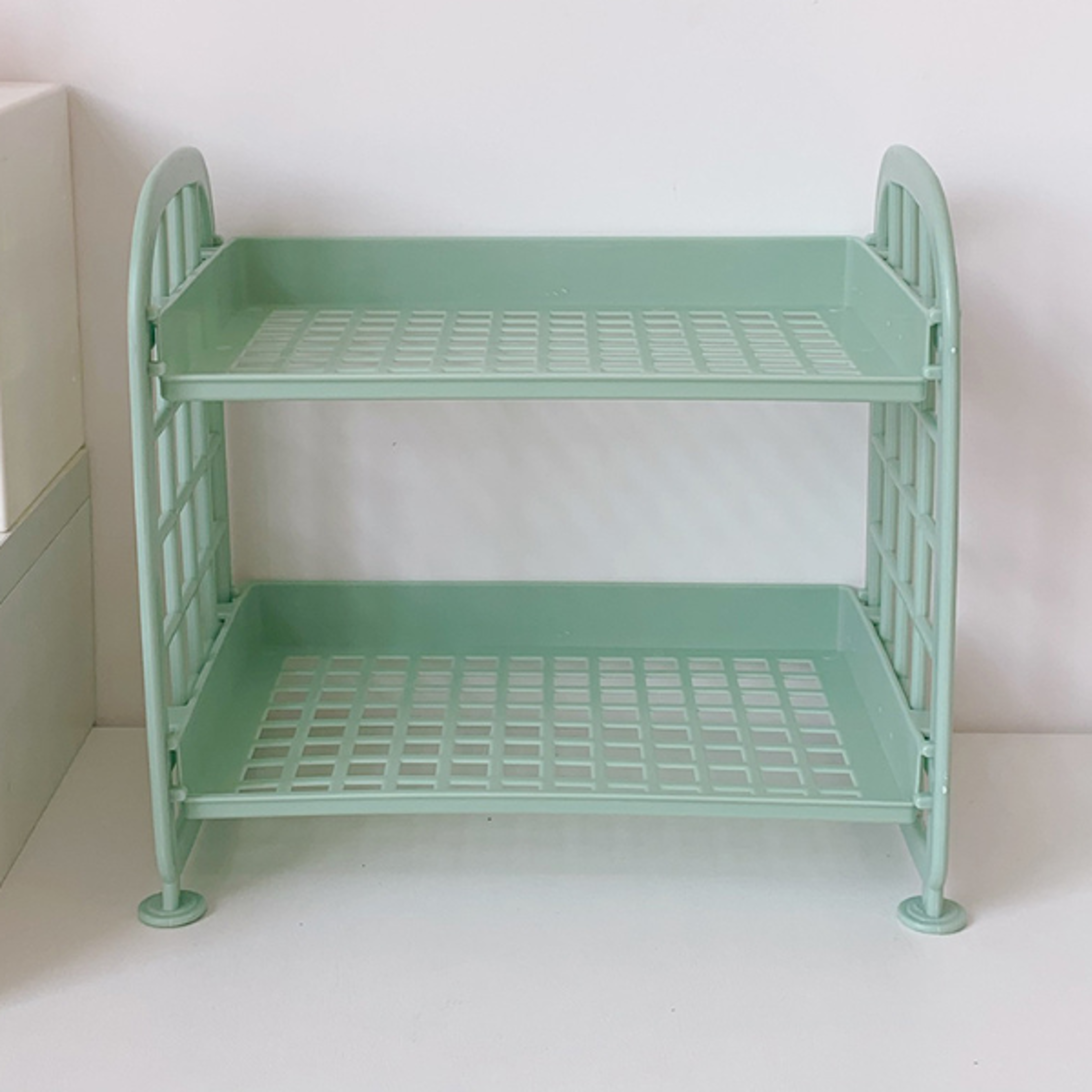 Detachable Folding Doublelayer Storage Rack Office Desktop Shelf Under Desk Simple Fresh Design Spa