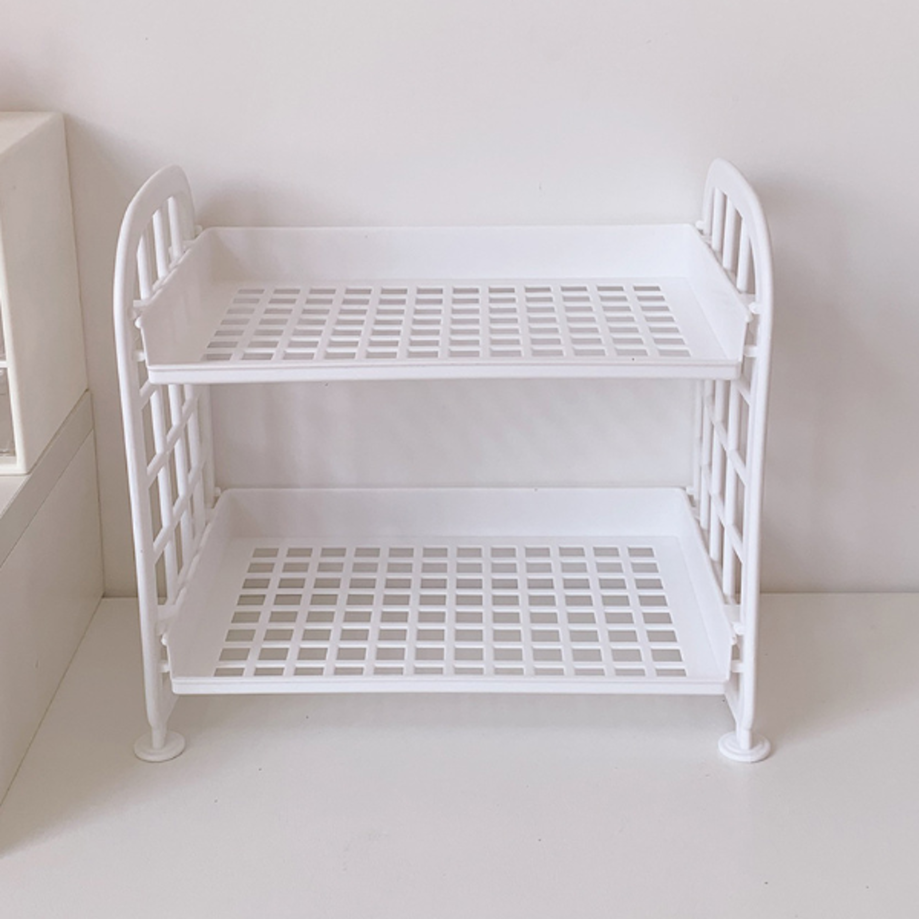 Detachable Folding Doublelayer Storage Rack Office Desktop Shelf Under Desk Simple Fresh Design Spa