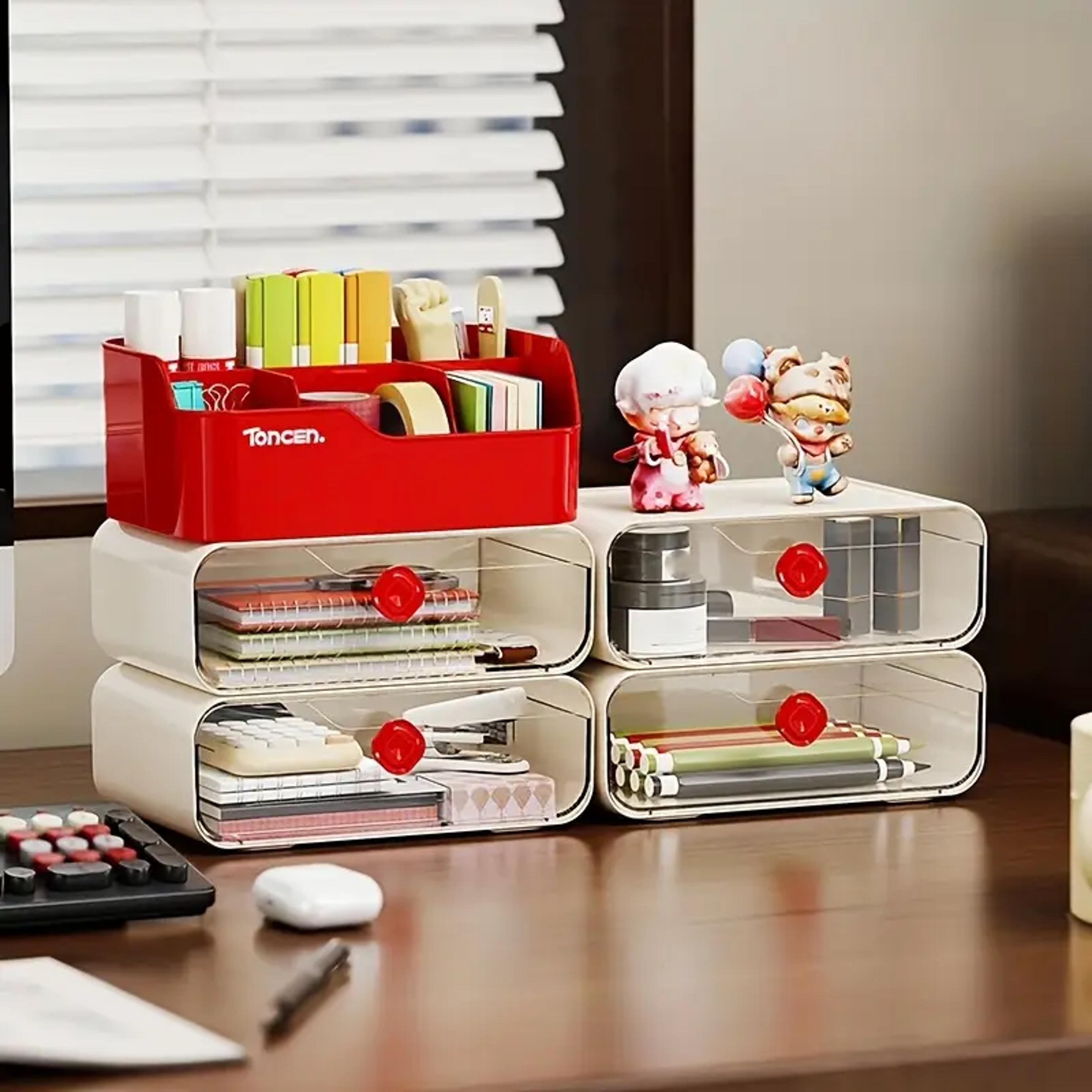 Desk Organizer With Drawers Multifunctional Office Accessories Storage Box Stationery Desktop Schoo 0