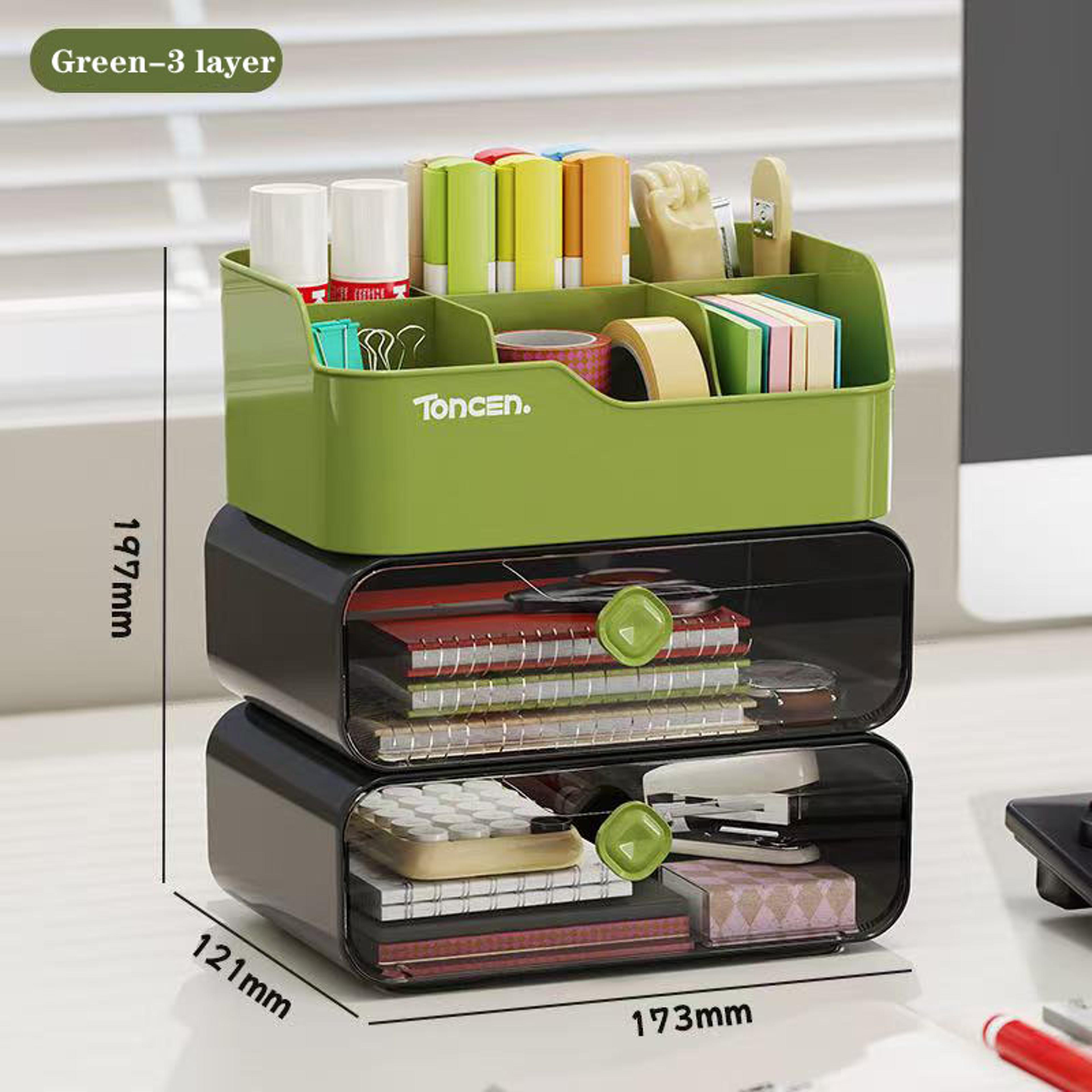 Desk Organizer With Drawers Multifunctional Office Accessories Storage Box Stationery Desktop Schoo 3
