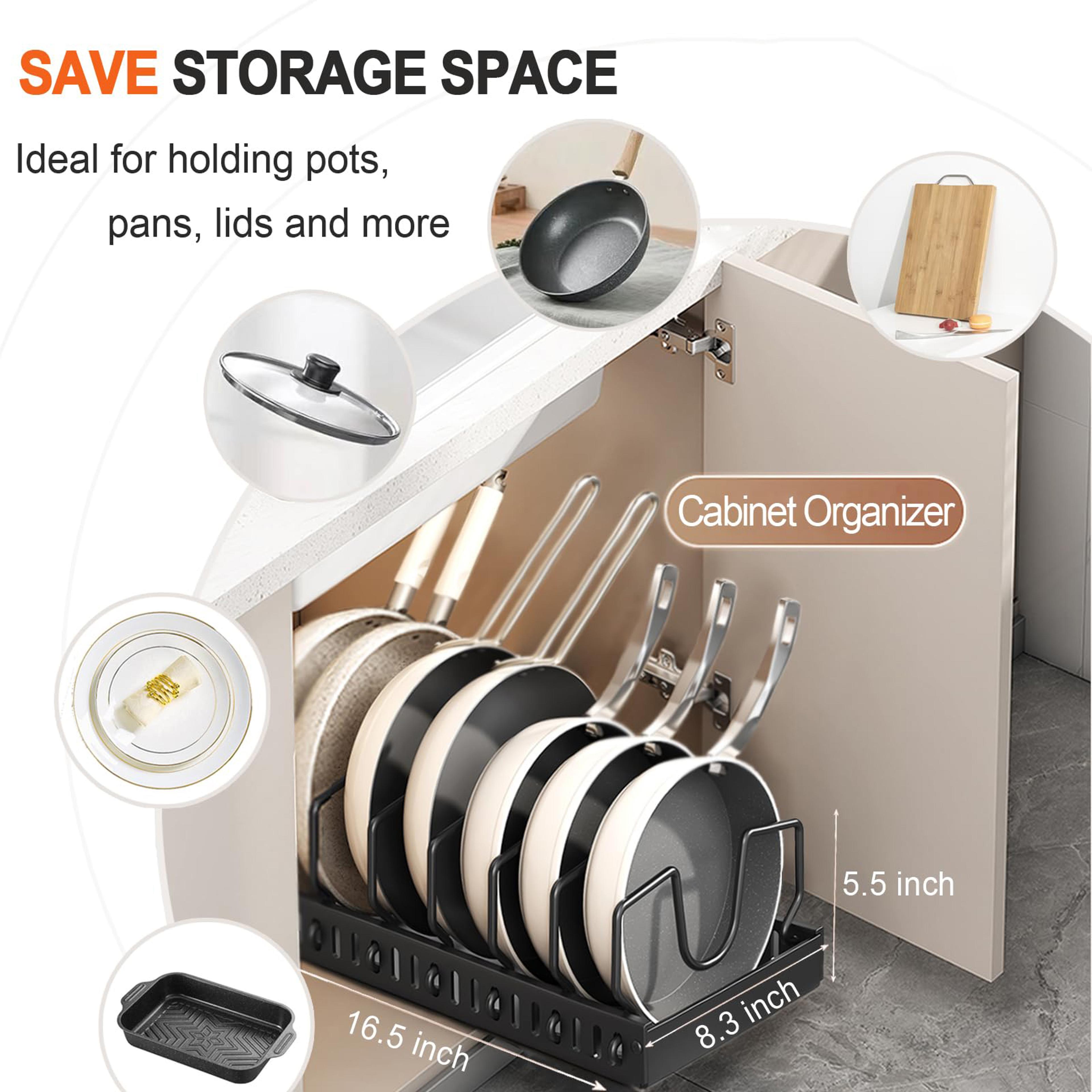 Pots And Pans Organizer Under Cabinet Sliding Pot Lid Holder Pull Out Pan Rack Kitchen Storage Dish 1