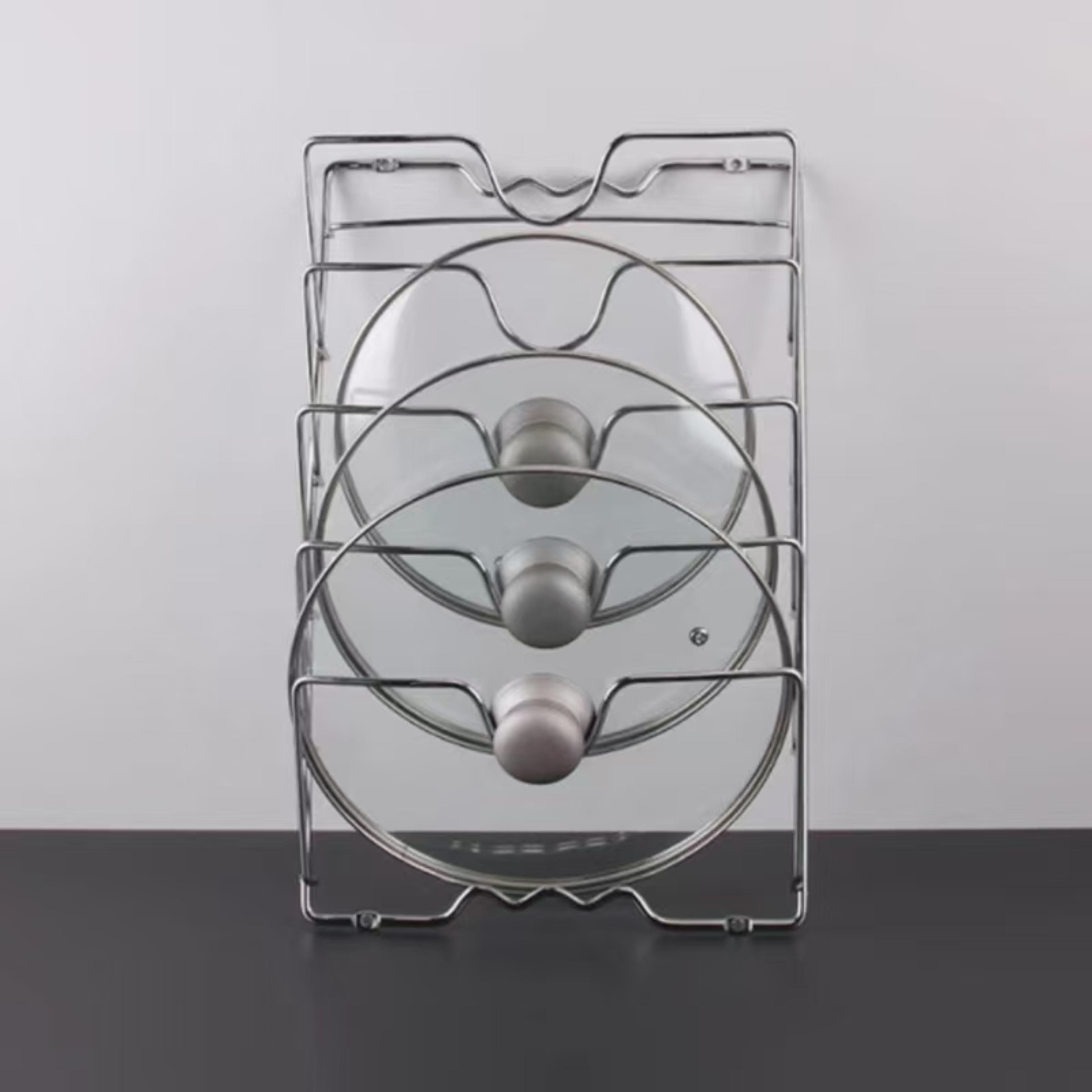 Kitchen Organiser Rack Wall Hanging Pot Lid Storage FiveLayer Metal Rack RustFree Pot Cover Storage 2
