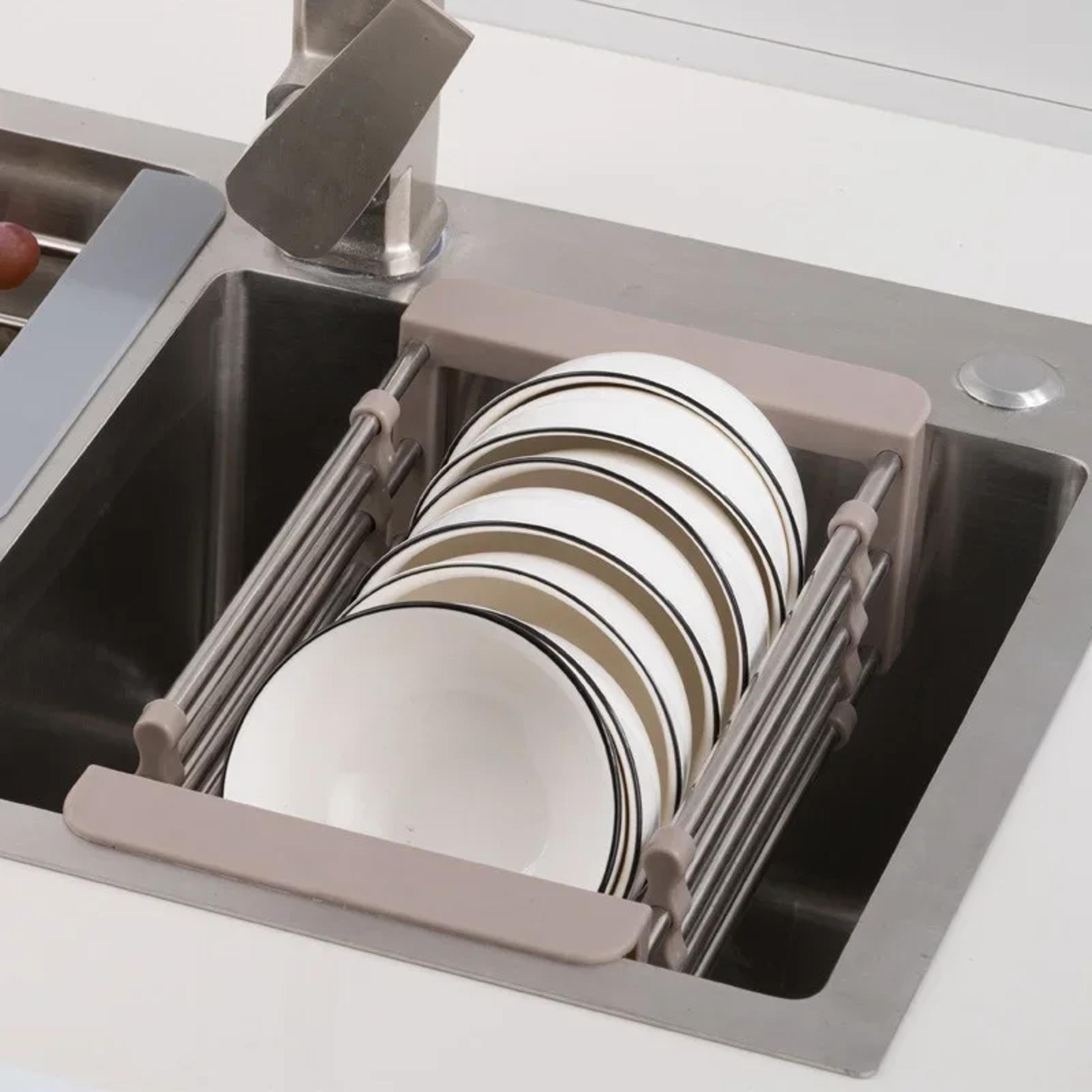 Stainless Steel Kitchen Sink Drain Rack Extendable Dish Drying Rack Fruit Vegetable Washing Drainer 4
