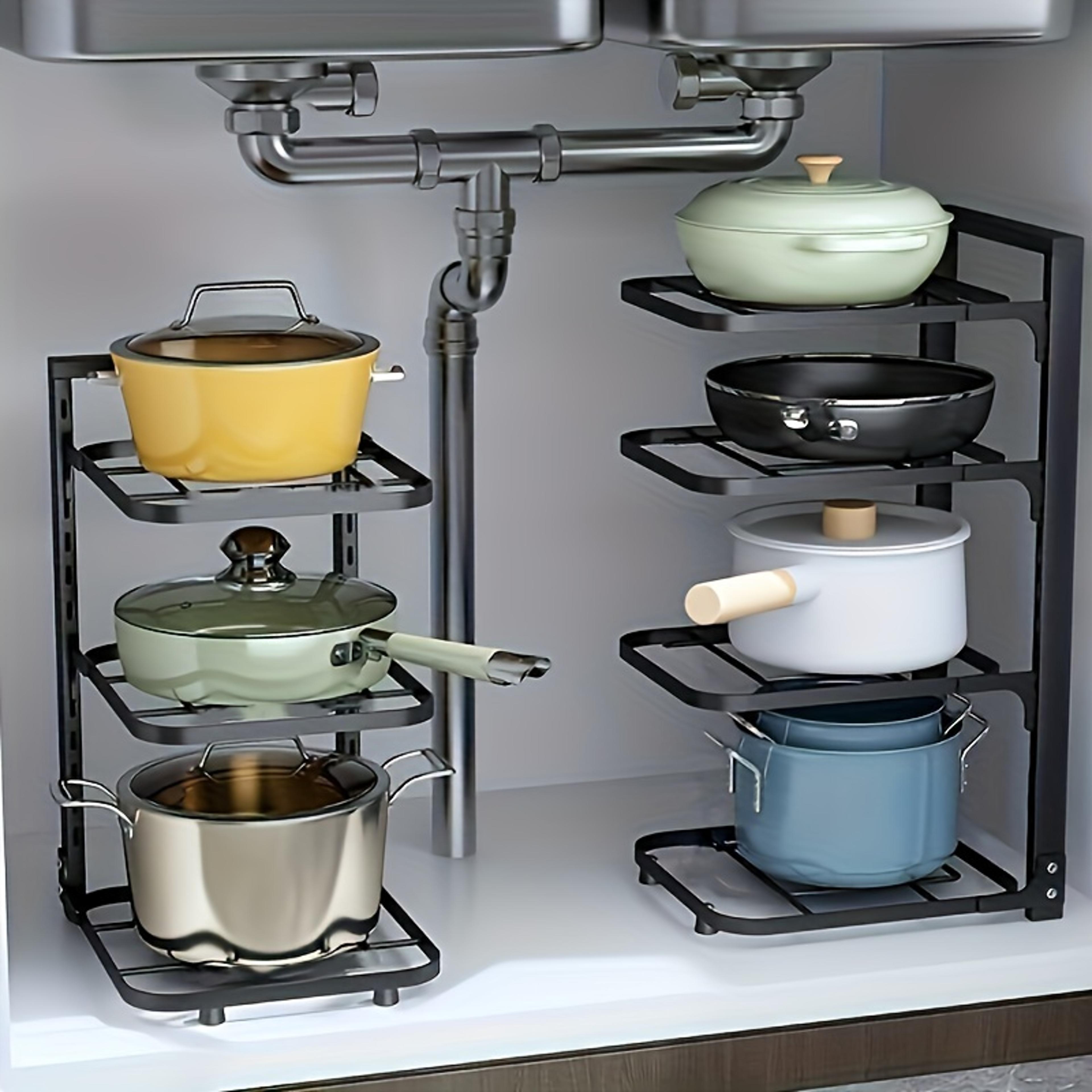 Adjustable Pot Rack Organizer MultiLayer Stainless Steel Pot Storage Rack Household Kitchen Pan Org 1