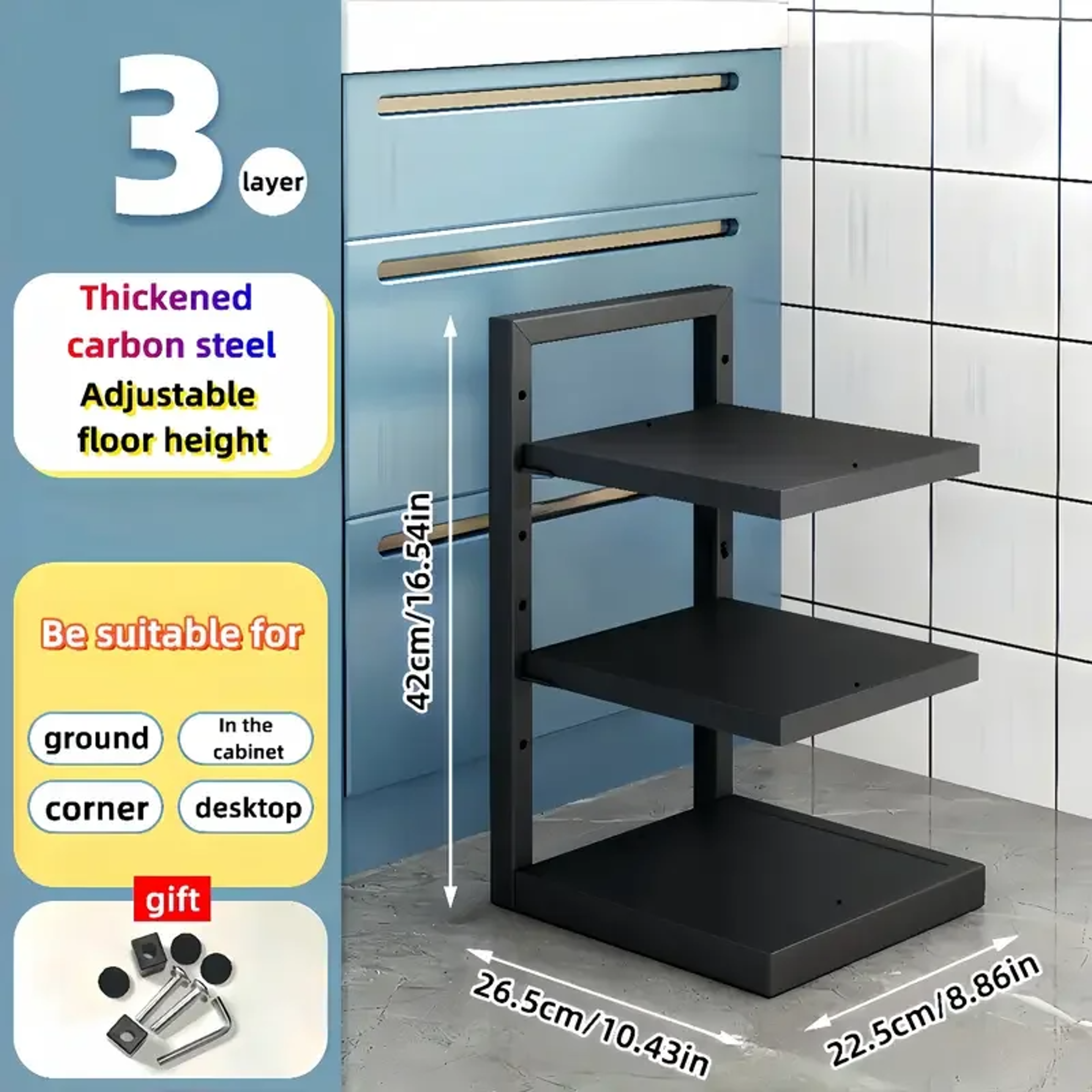 Adjustable Pot Rack Organizer MultiLayer Stainless Steel Pot Storage Rack Household Kitchen Pan Org 9