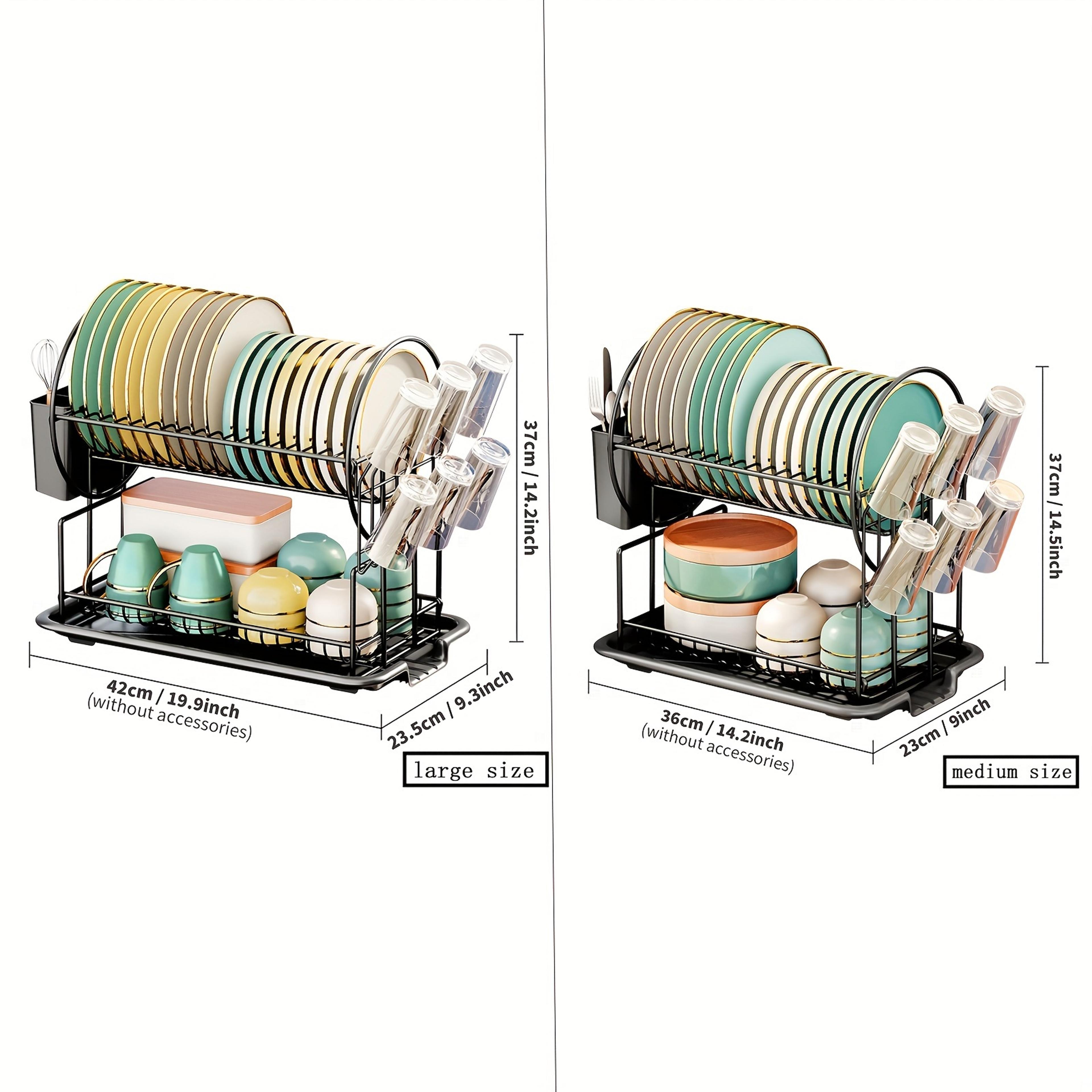 Dish Drying Rack Drain Board Set Kitchen Countertop Storage Rack Tableware Drainer Cup Holder Knife 5