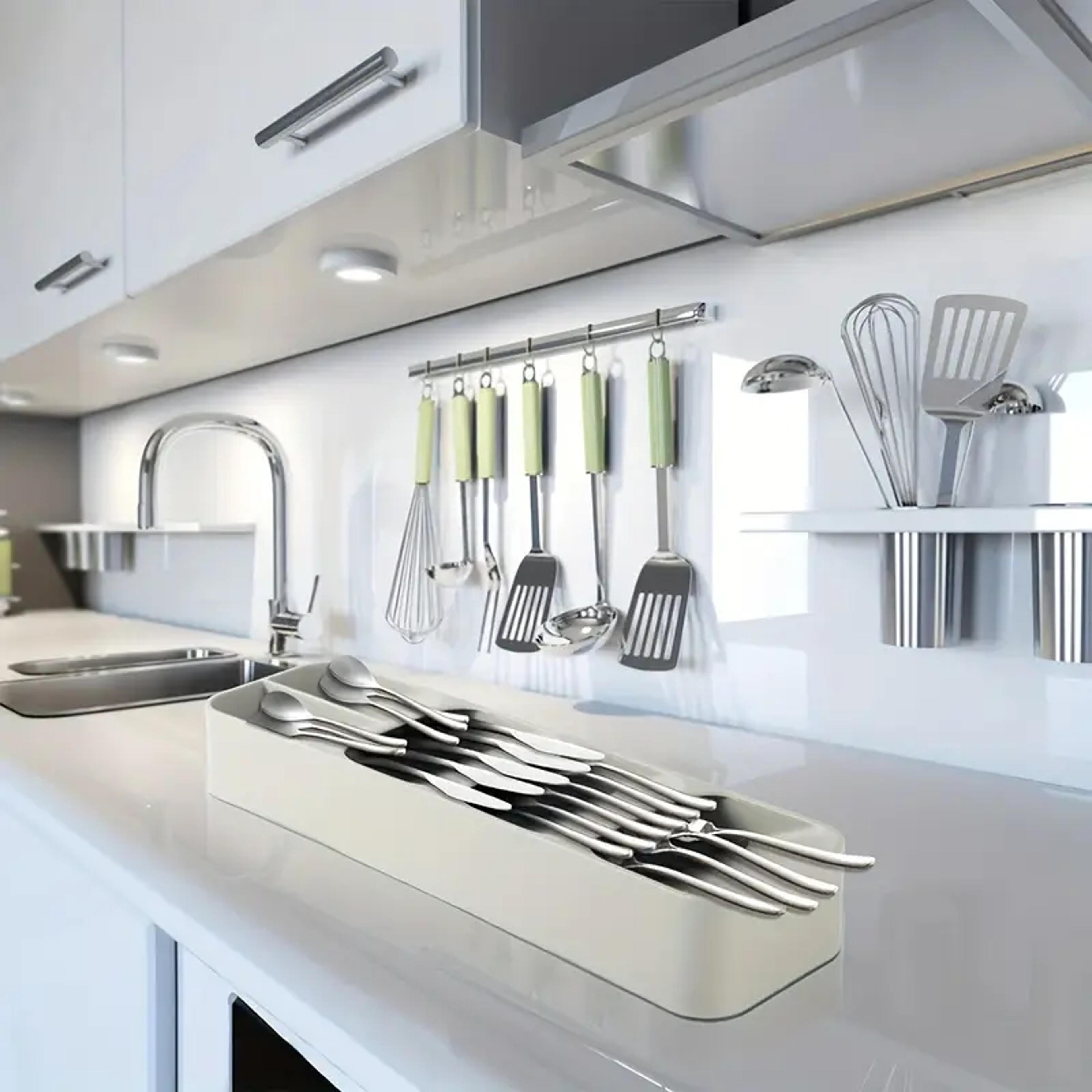 Multipurpose Cutlery Storage Tray Kitchen Drawer Organizer Cutlery Fork Spoon Organizer Compartment 5