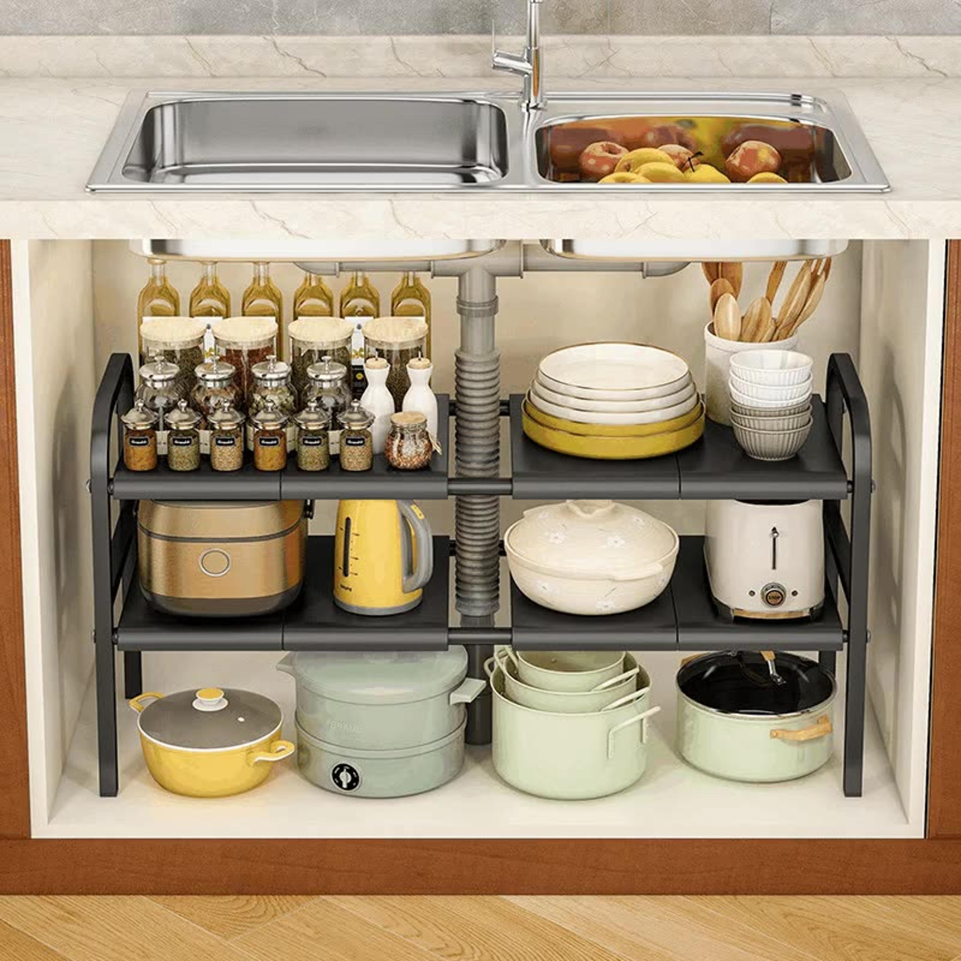 Shelf Under The Sink Flexible Layered Rack Cabinet Organizer Sundries Telescopic Holder Countertop
