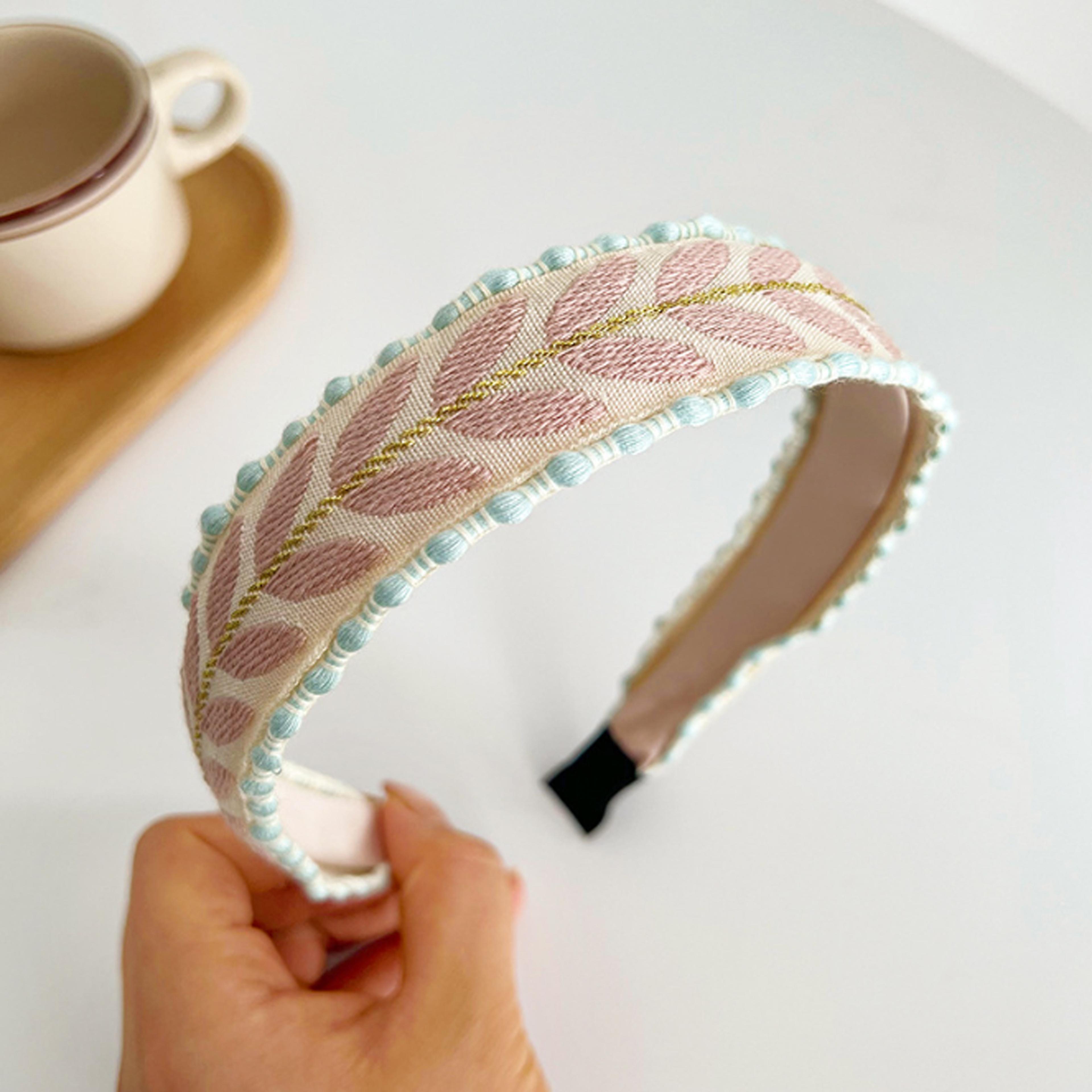 Fashion Head Band For Women Bohemia Leaf Embroidery Hairband Girls Spring Turban Hair Accessories 4