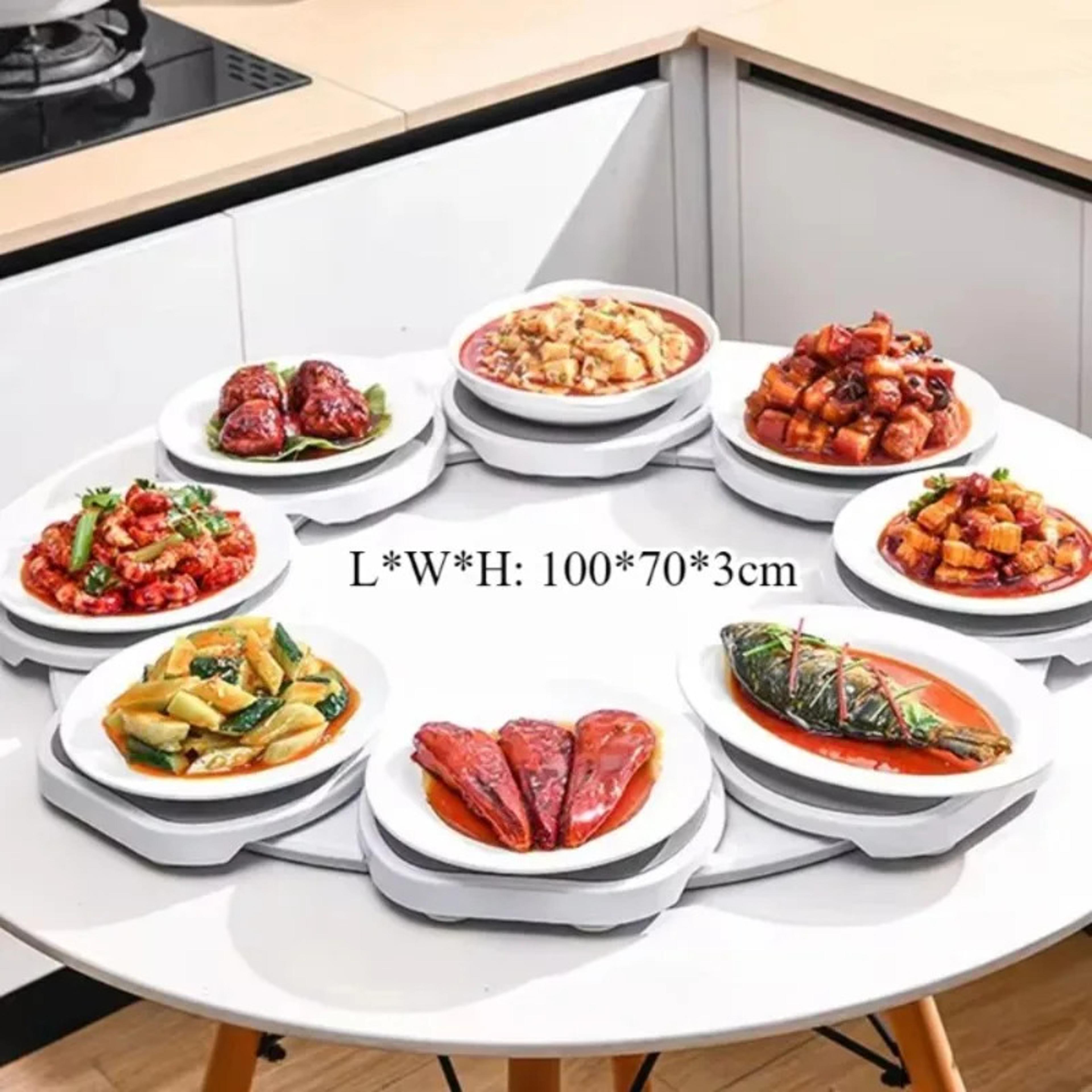 Dining Table Rotating Food Tray Foldable Space Saving Dish For Outdoor Family Picnic Easy Assemble  1