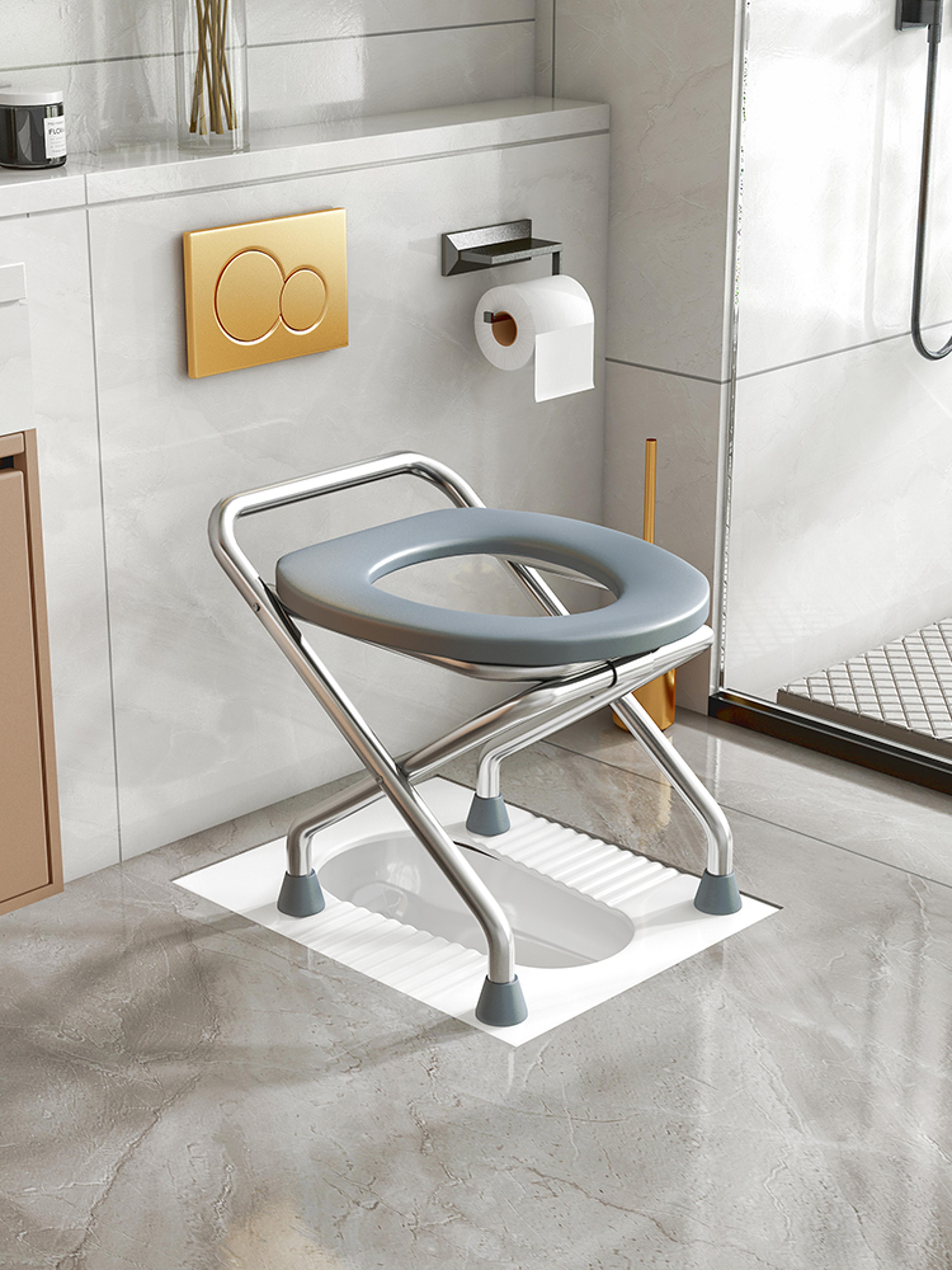 Stainless Steel Toilet Chair Folding Mobile Toilet For Elderly Pregnant Women Squat Stool With Stor 7