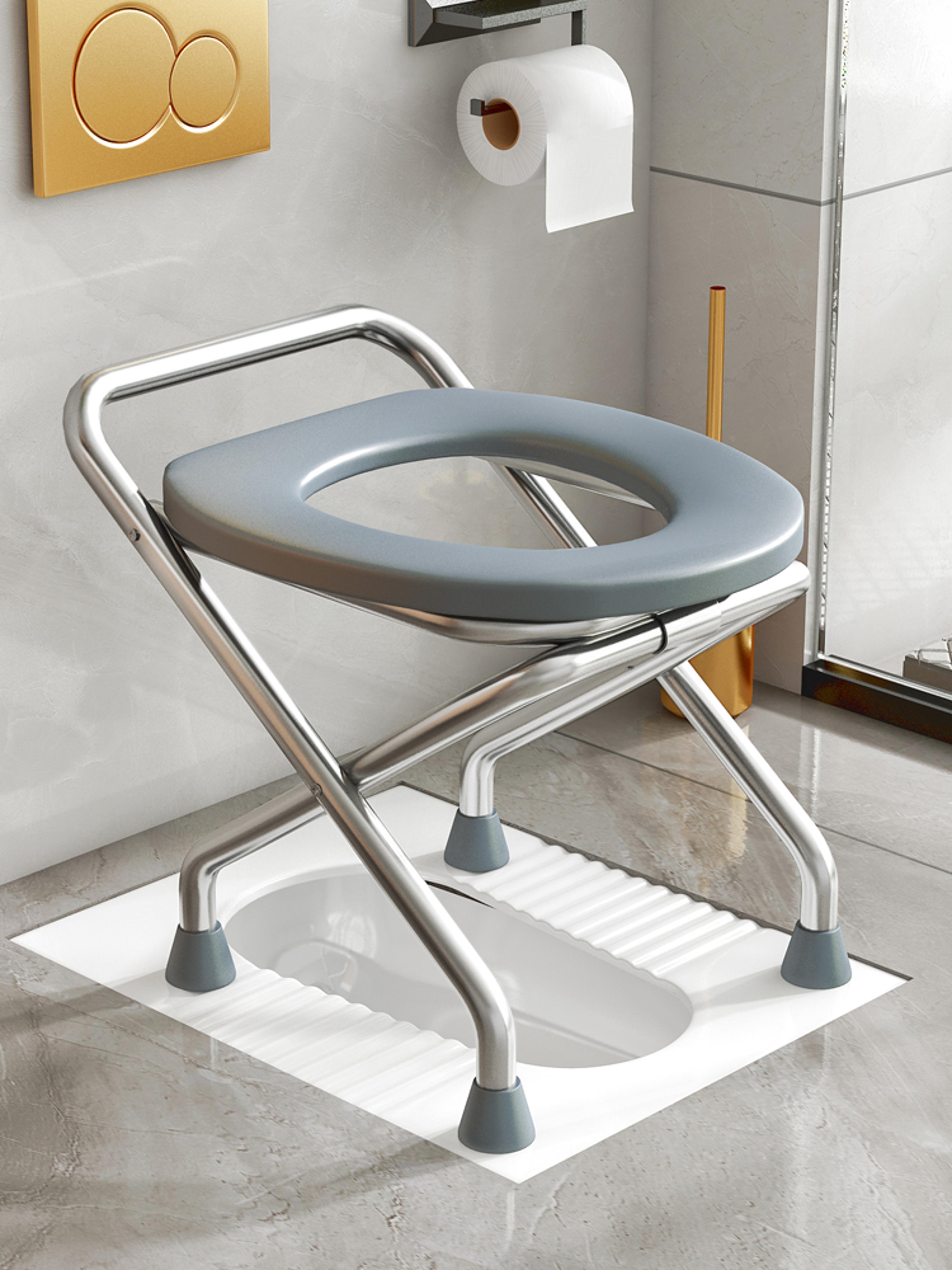Stainless Steel Toilet Chair Folding Mobile Toilet For Elderly Pregnant Women Squat Stool With Stor 6