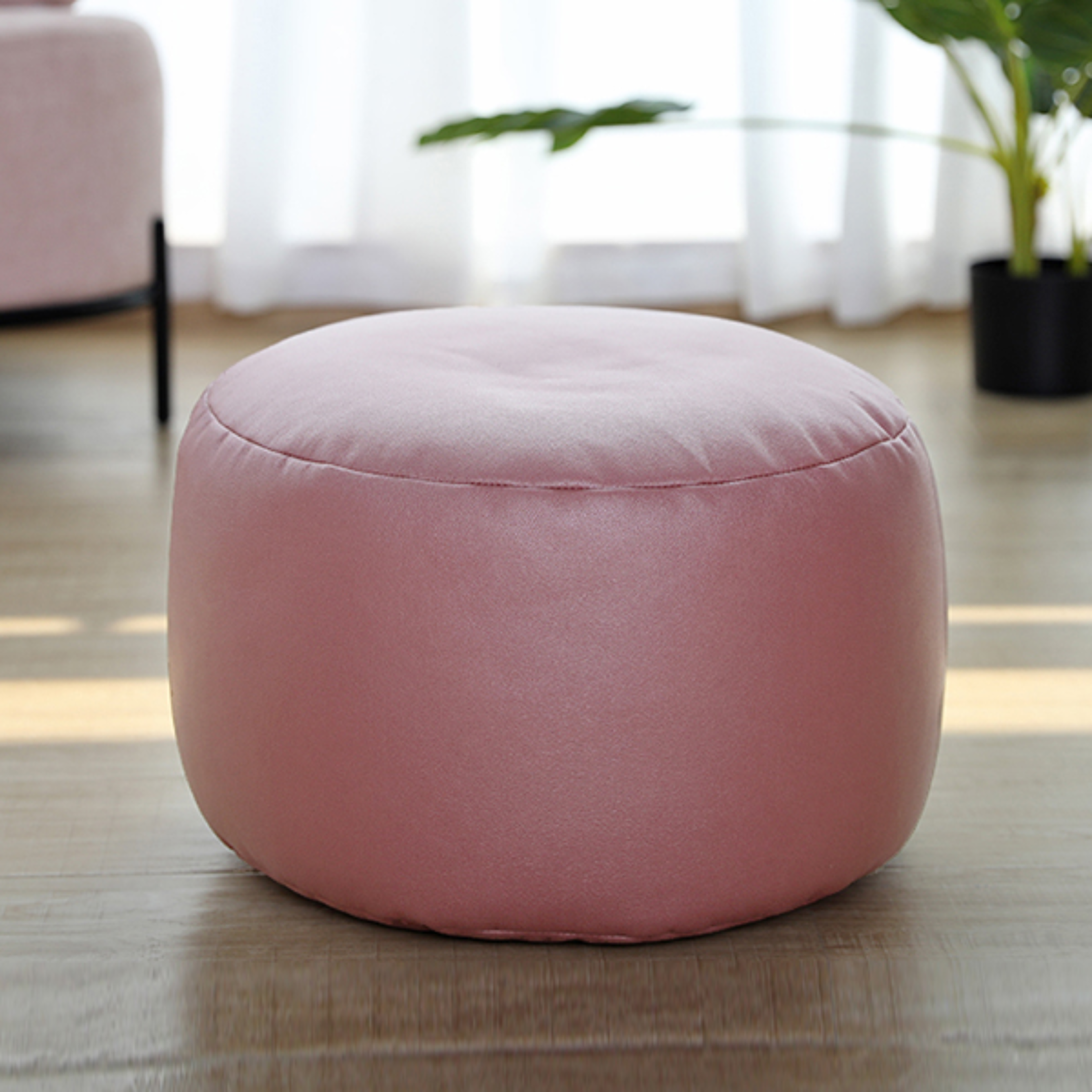 Small Round Faux Leather Ottoman Stool Beanbag Pouf Footstool Stuffed Bean Bag Footrest Floor Cor