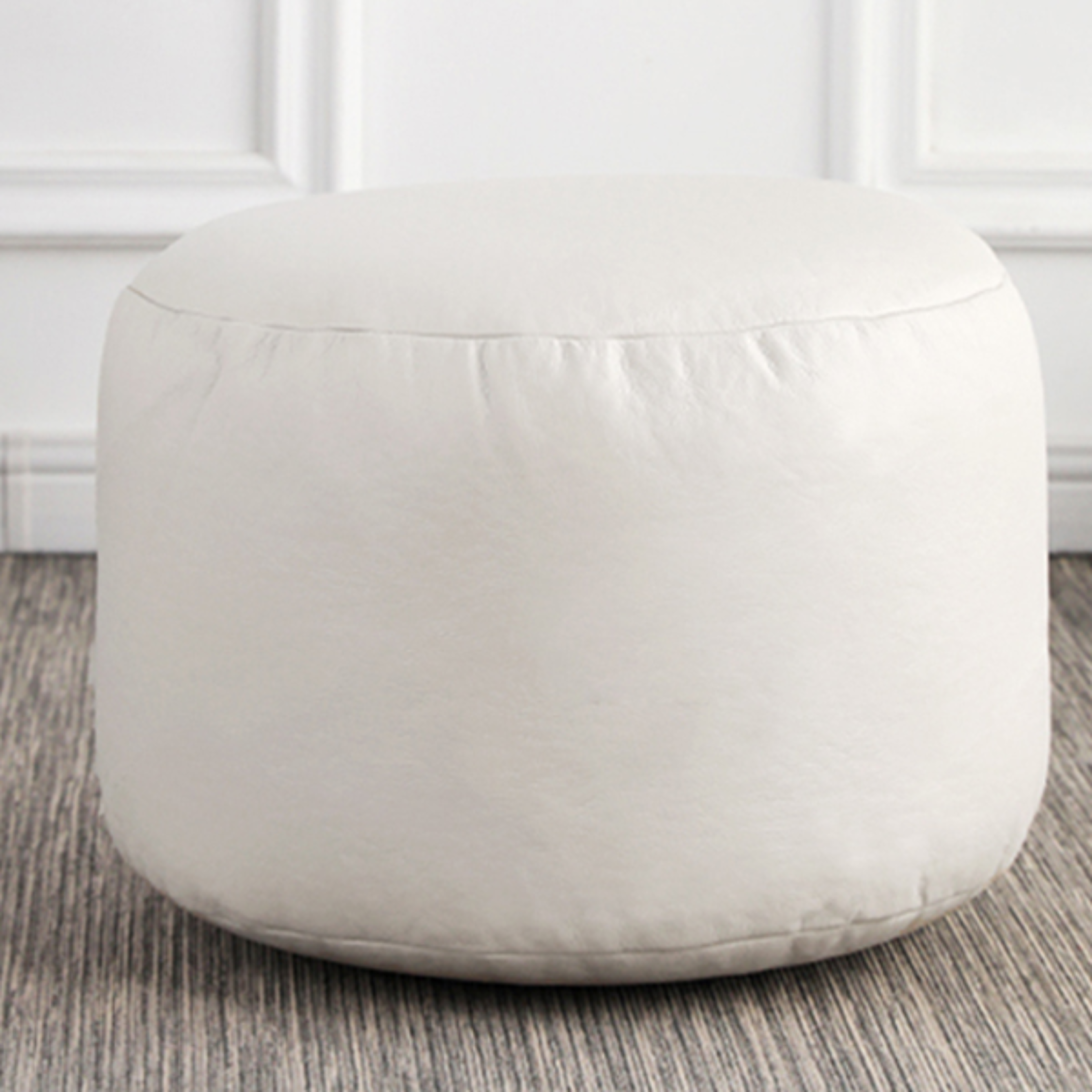 Small Round Faux Leather Ottoman Stool Beanbag Pouf Footstool Stuffed Bean Bag Footrest Floor Cor